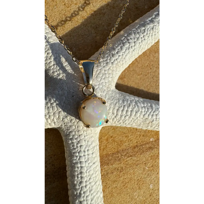 Opal pendant necklace from Outback Dreams featuring a handcrafted 9ct gold Coober Pedy Opal