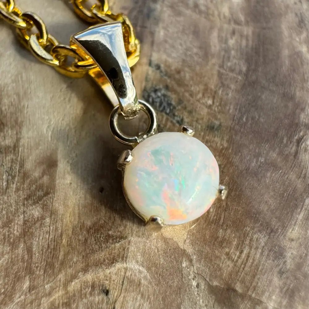'Outback Fire' ~ Handcrafted 9ct Solid Gold 0.8ct Coober Pedy Opal Pendant