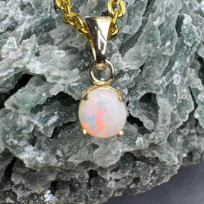 'Outback Fire' ~ Handcrafted 9ct Solid Gold 0.8ct Coober Pedy Opal Pendant