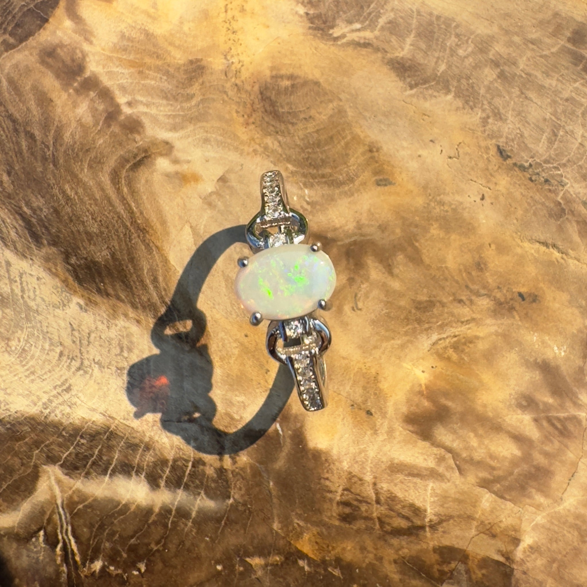 Outback Grace ~ Handcrafted 0.7ct Coober Pedy Opal Ring – Sterling Silver Radiance.