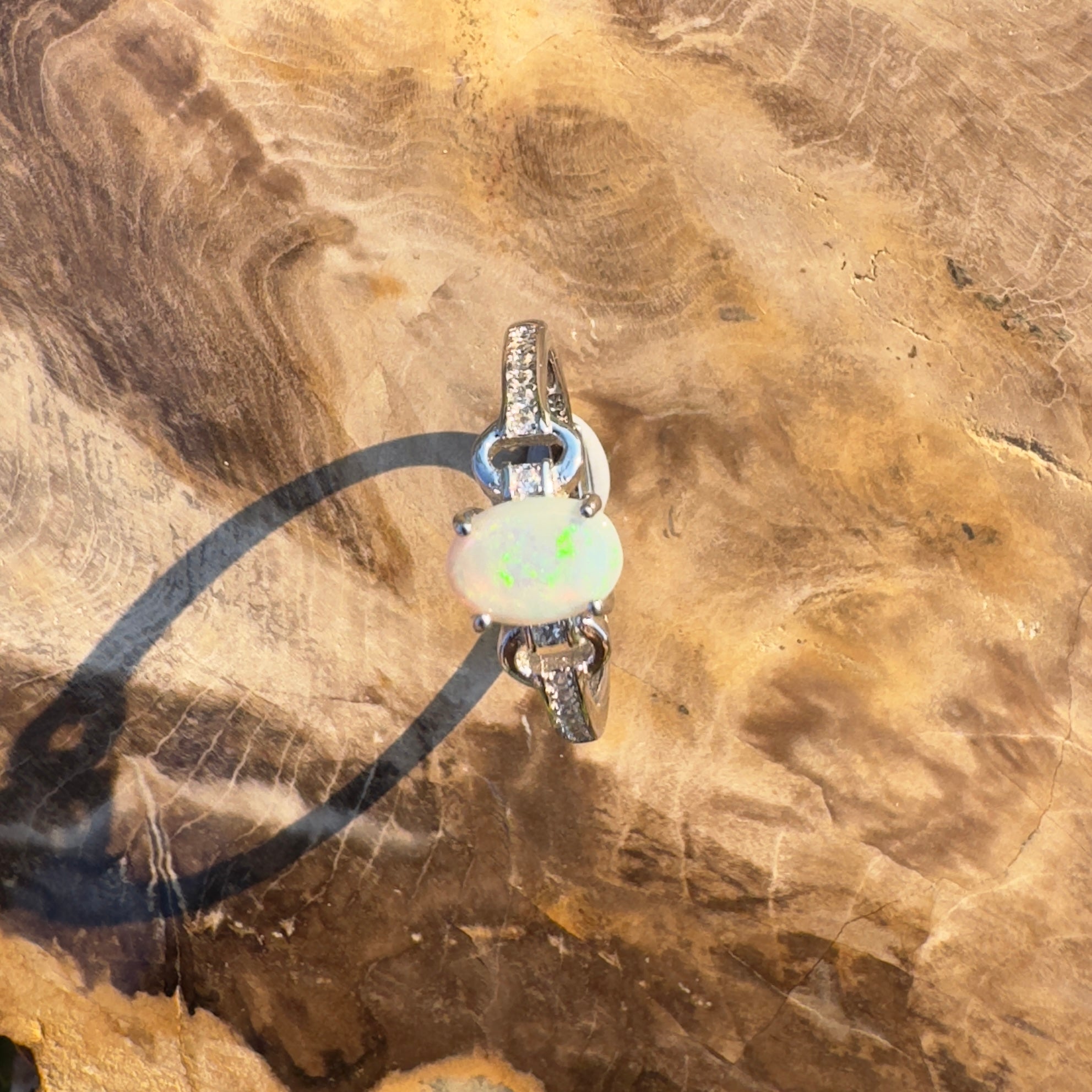 Outback Grace ~ Handcrafted 0.7ct Coober Pedy Opal Ring – Sterling Silver Radiance.