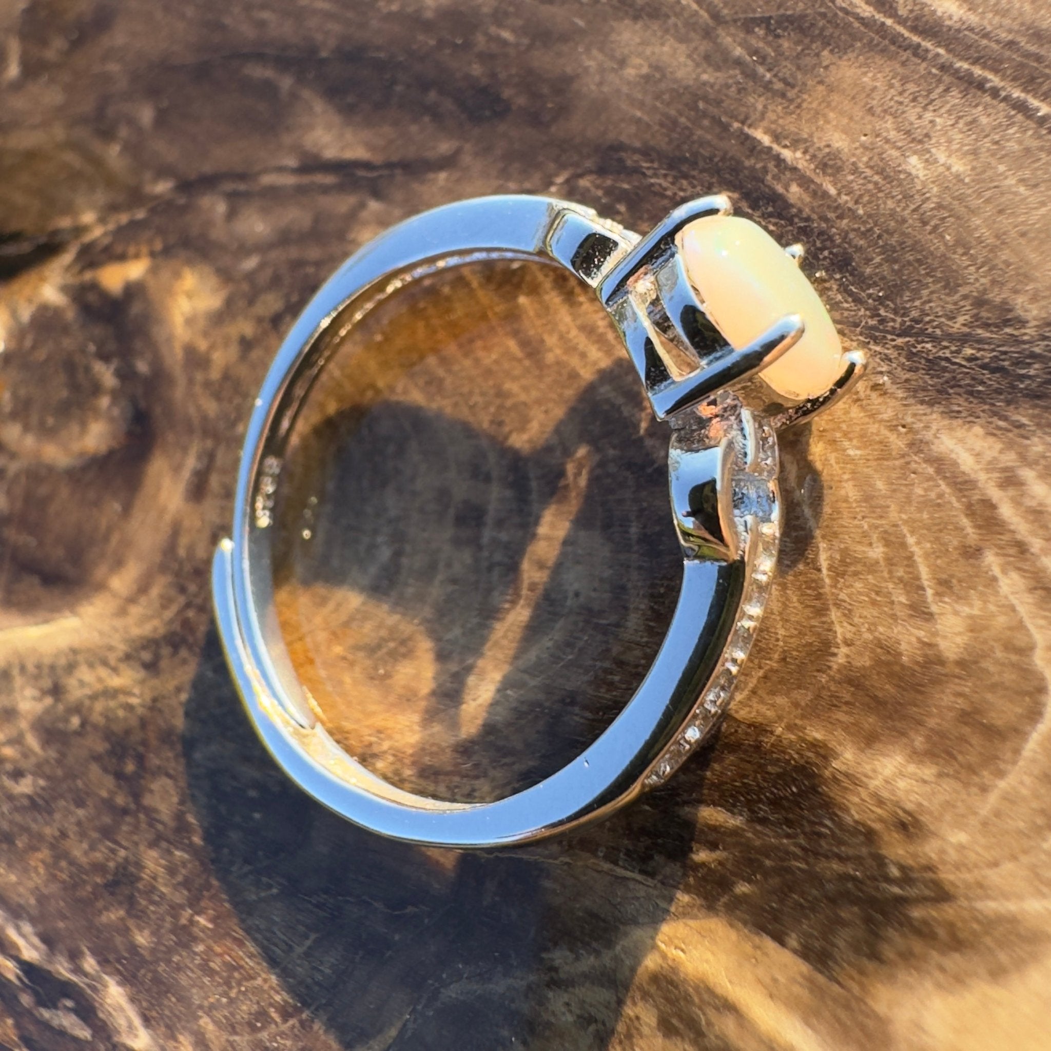 Outback Grace ~ Handcrafted 0.7ct Coober Pedy Opal Ring – Sterling Silver Radiance.
