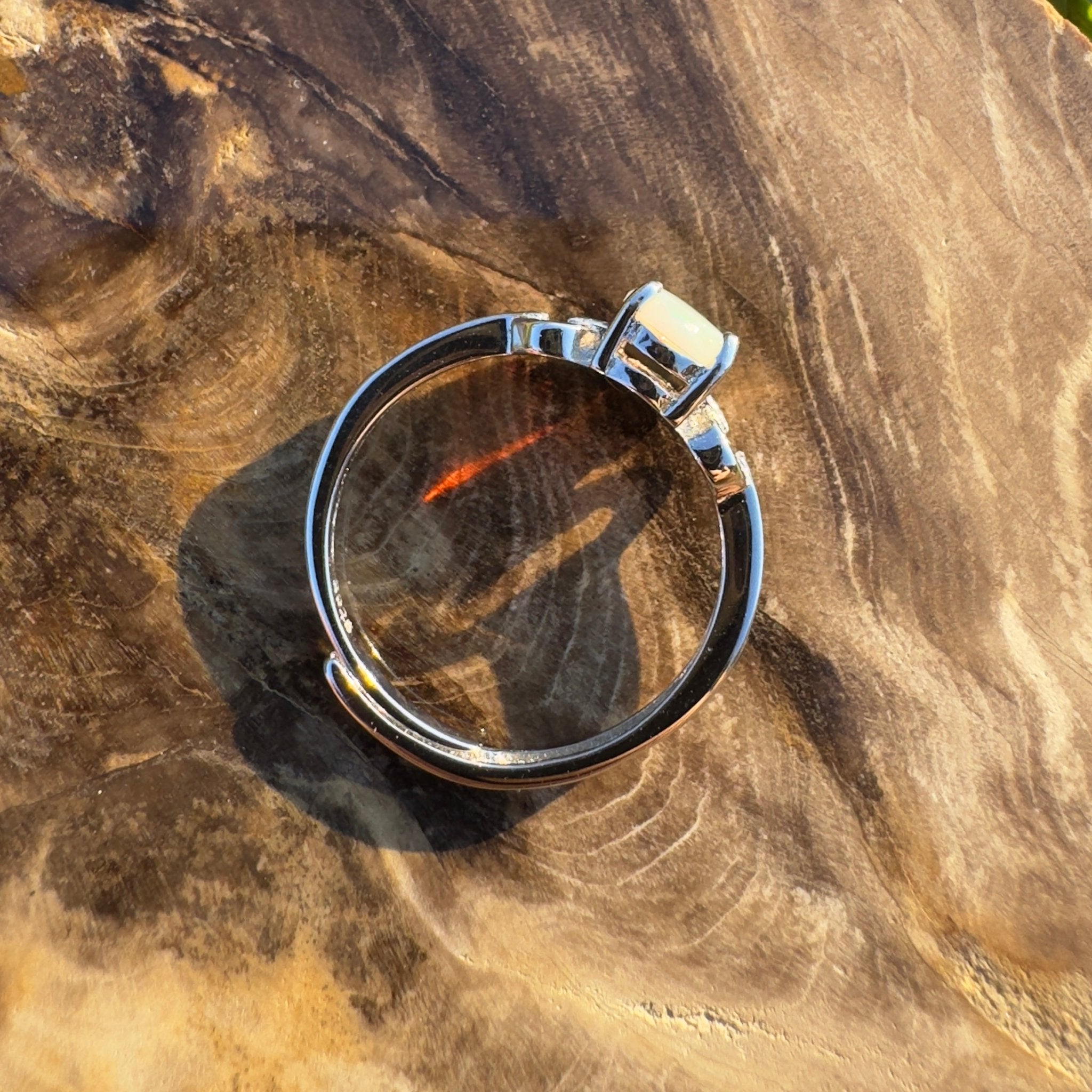 Outback Grace ~ Handcrafted 0.7ct Coober Pedy Opal Ring – Sterling Silver Radiance.