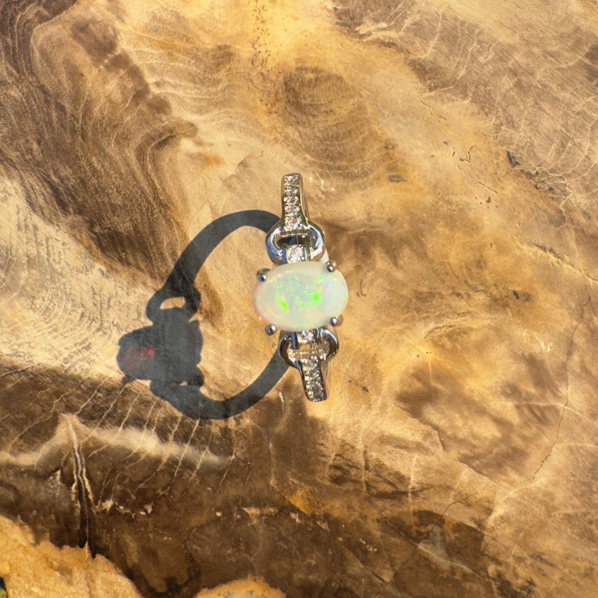 Outback Grace ~ Handcrafted 0.7ct Coober Pedy Opal Ring – Sterling Silver Radiance.