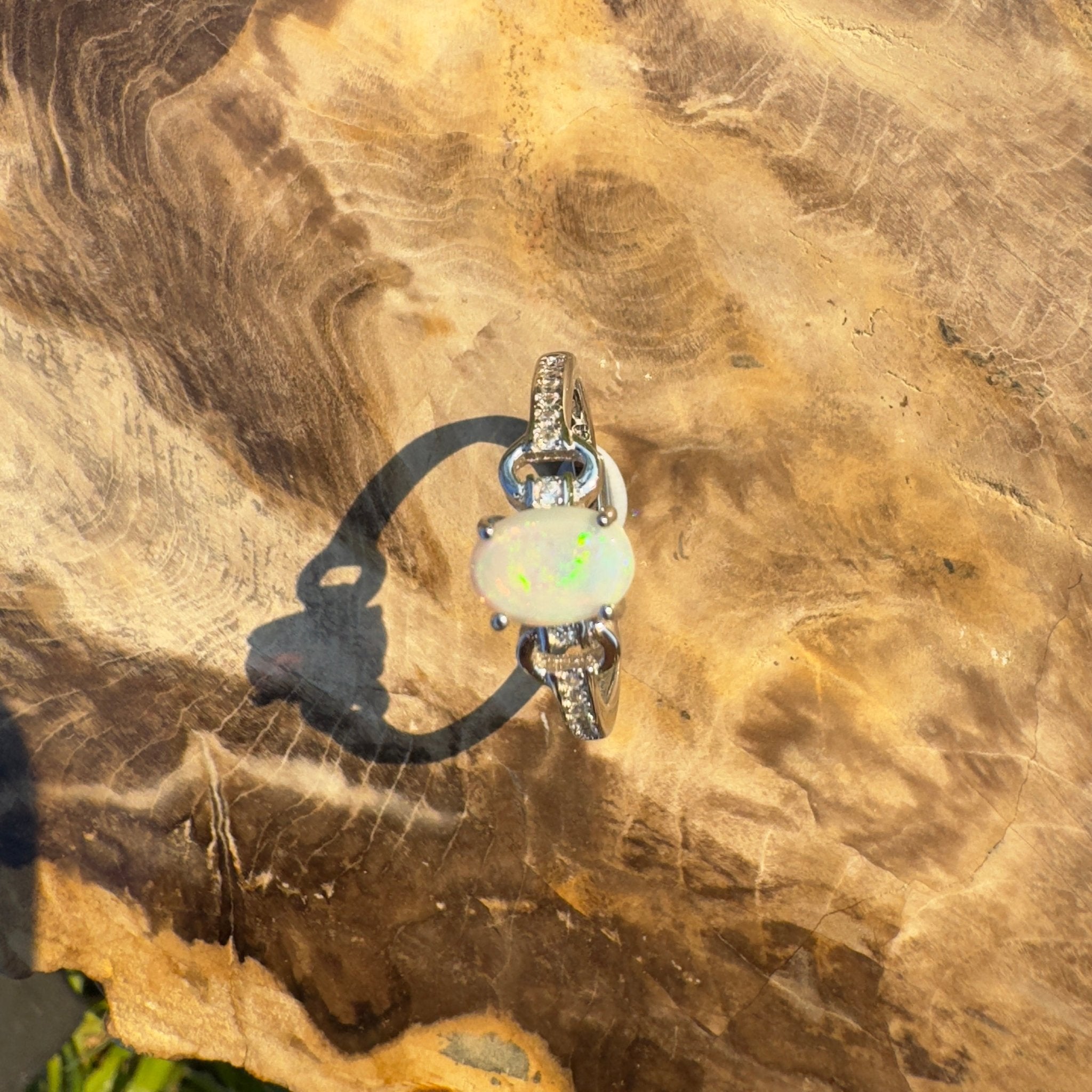 Outback Grace ~ Handcrafted 0.7ct Coober Pedy Opal Ring – Sterling Silver Radiance.