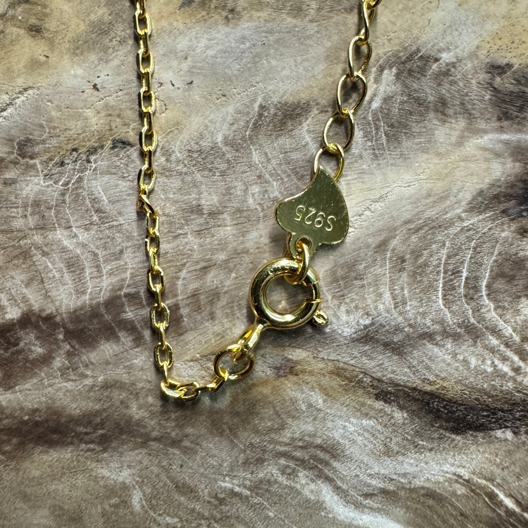 Outback Guardian ~ 0.5ct Solid Coober Pedy Opal and Cubic Zirconia 925 Gold Plated Sterling Silver Necklace