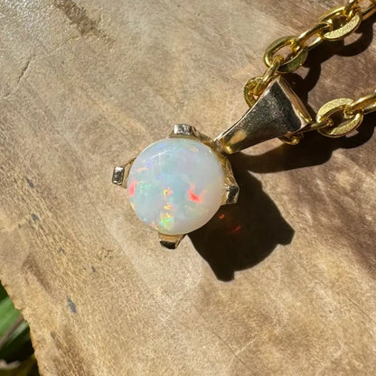 Gold chain necklace with Coober Pedy opal pendant from Outback Radiance collection