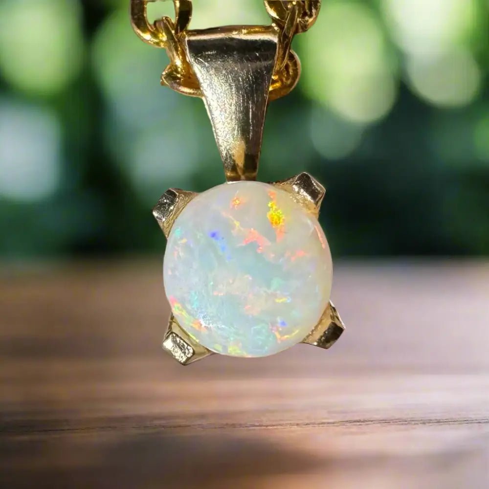 'Outback Radiance' ~ Handcrafted 9ct Solid Gold 0.8ct Coober Pedy Opal Pendant