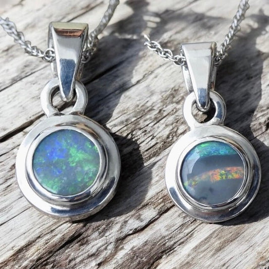 Outback Spirit ~ 1.4ct Double Sided (Two Opals) Solid Lightning Ridge Opal 925 Silver Pendant Necklace