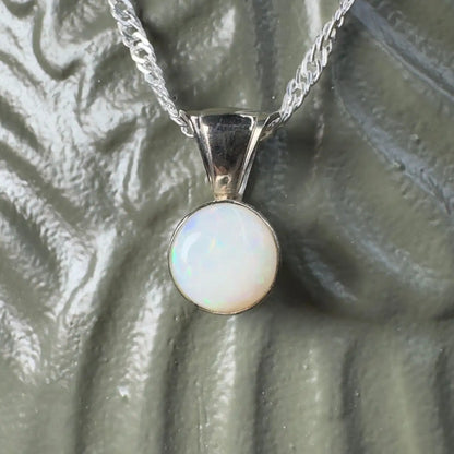 Silver opal pendant necklace from Outback to Ocean handcrafted in 9ct white gold