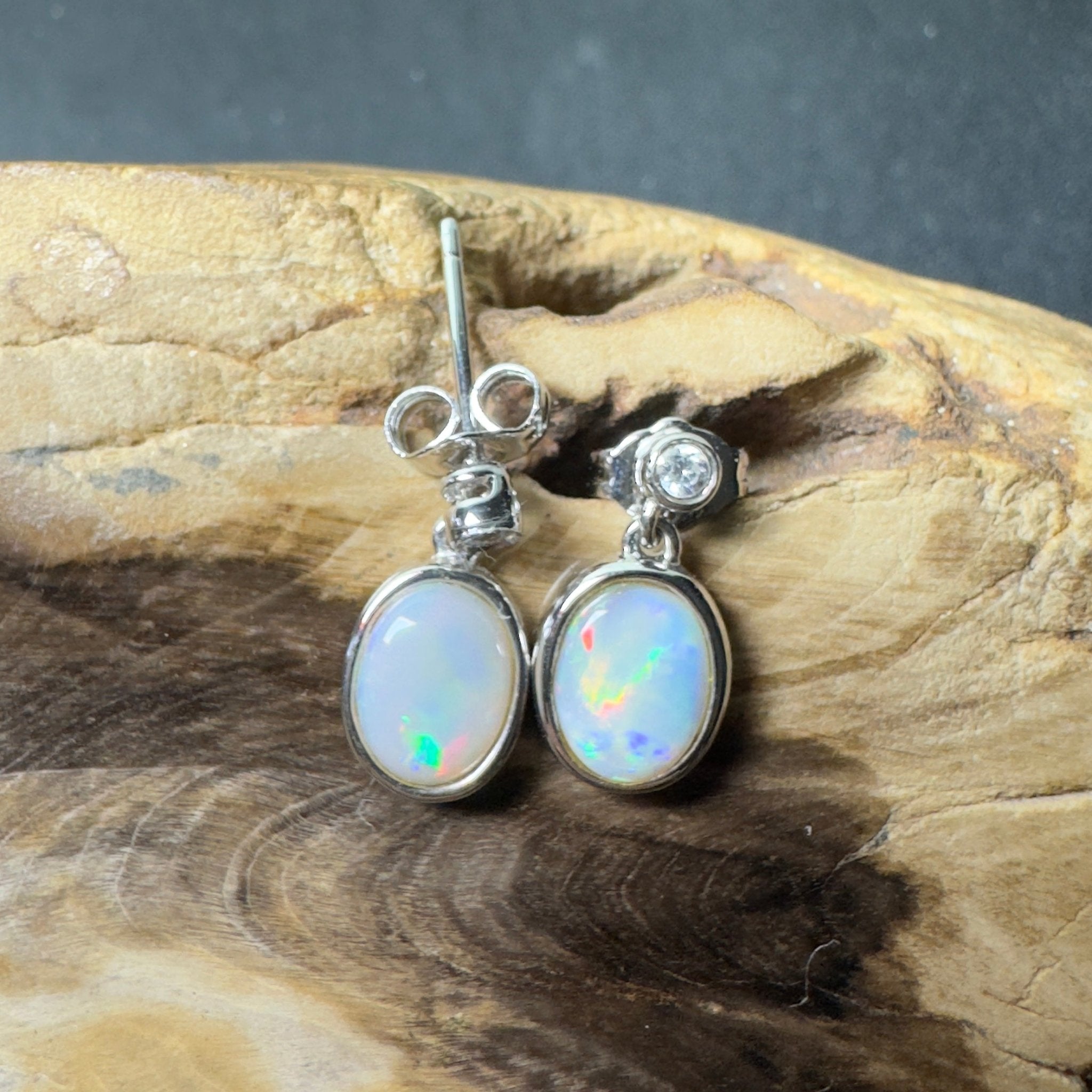 Painted Basin Light - 1.8ct Coober Pedy Opal 925 Silver Earrings
