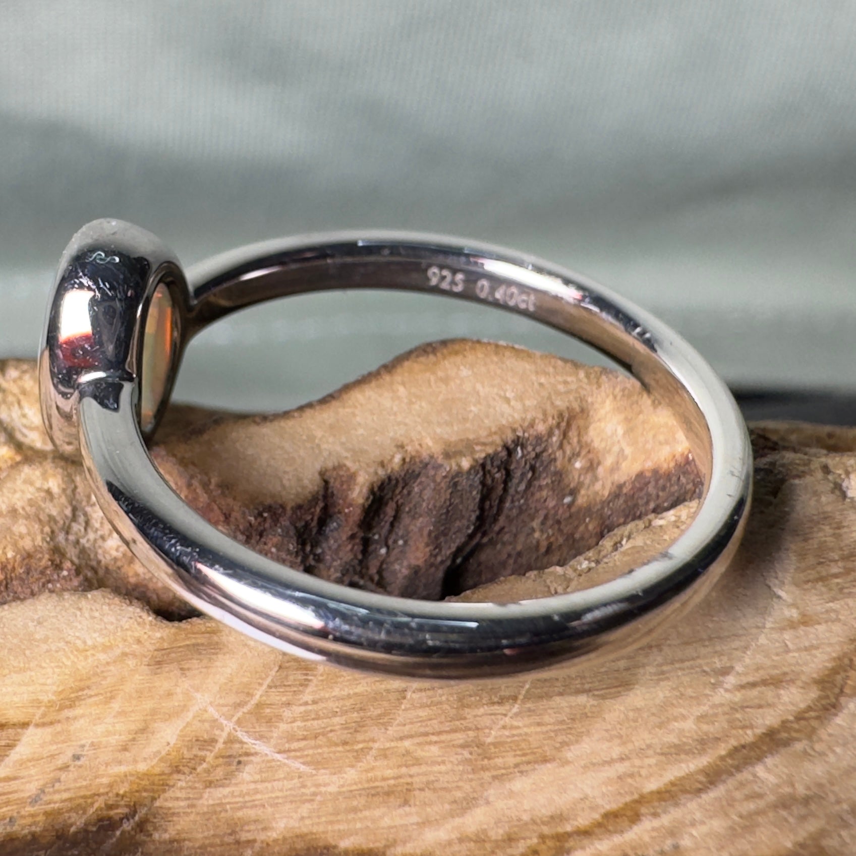 Painted Desert Halo ~ 0.4ct Solid Coober Pedy Opal 925 Silver Ring