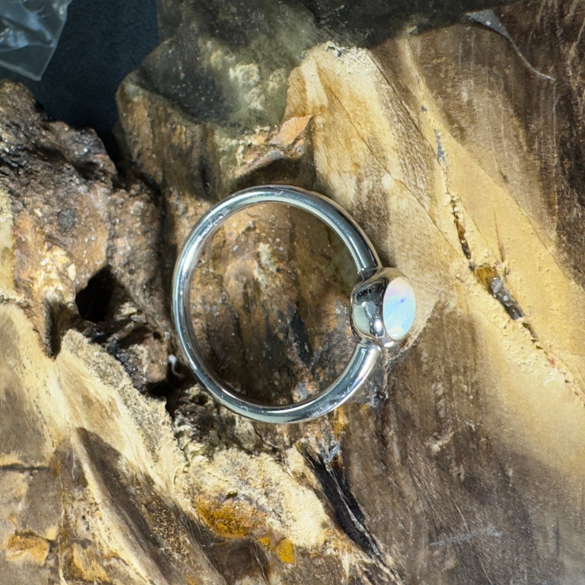 Painted Desert Halo ~ 0.4ct Solid Coober Pedy Opal 925 Silver Ring