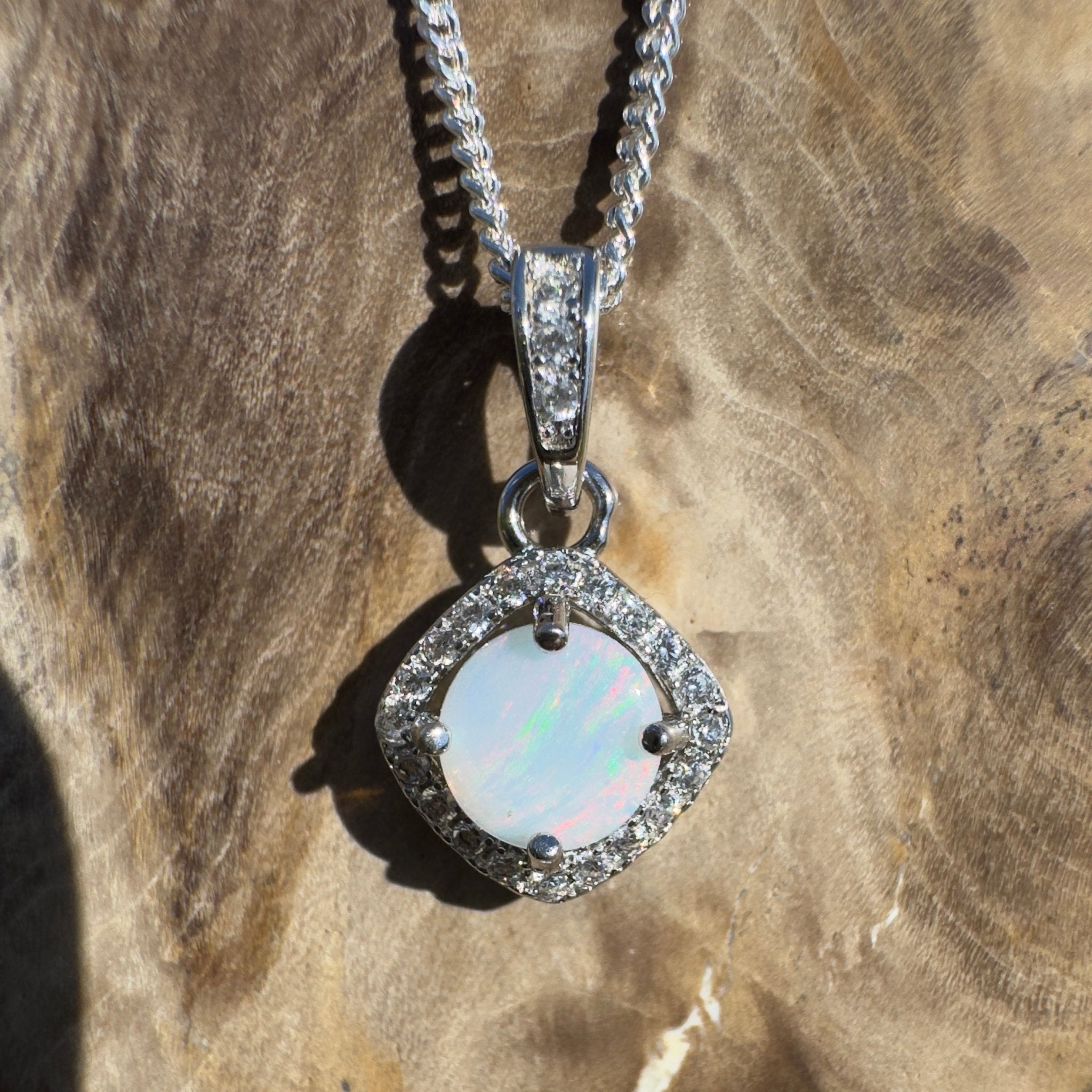 Painted Hills Dawn ~ 0.7ct Coober Pedy Opal 925 Silver Pendant