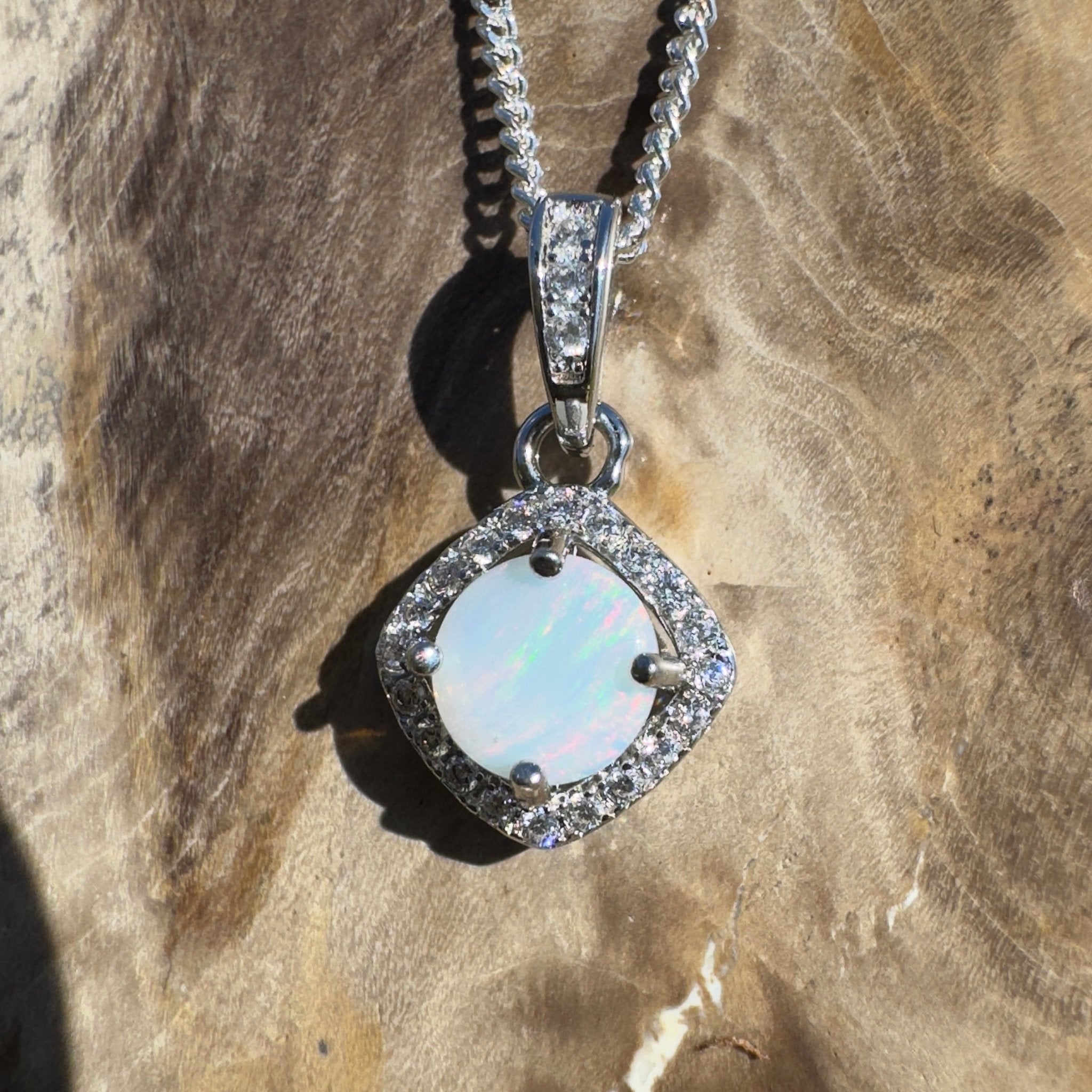 Painted Hills Dawn ~ 0.7ct Coober Pedy Opal 925 Silver Pendant