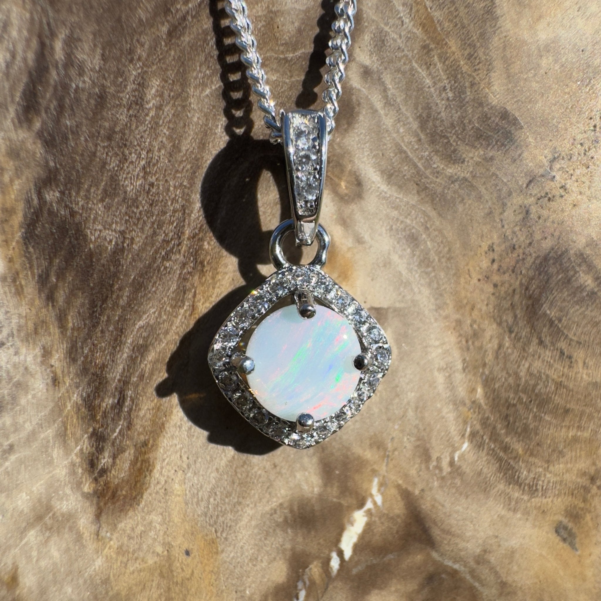 Painted Hills Dawn ~ 0.7ct Coober Pedy Opal 925 Silver Pendant