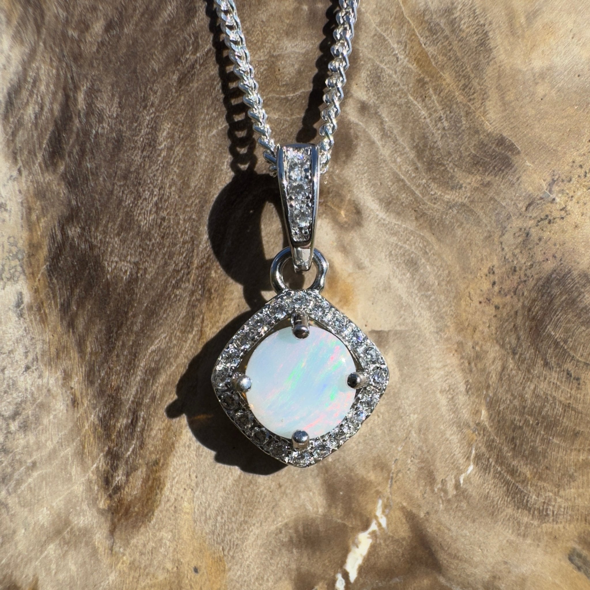 Painted Hills Dawn ~ 0.7ct Coober Pedy Opal 925 Silver Pendant