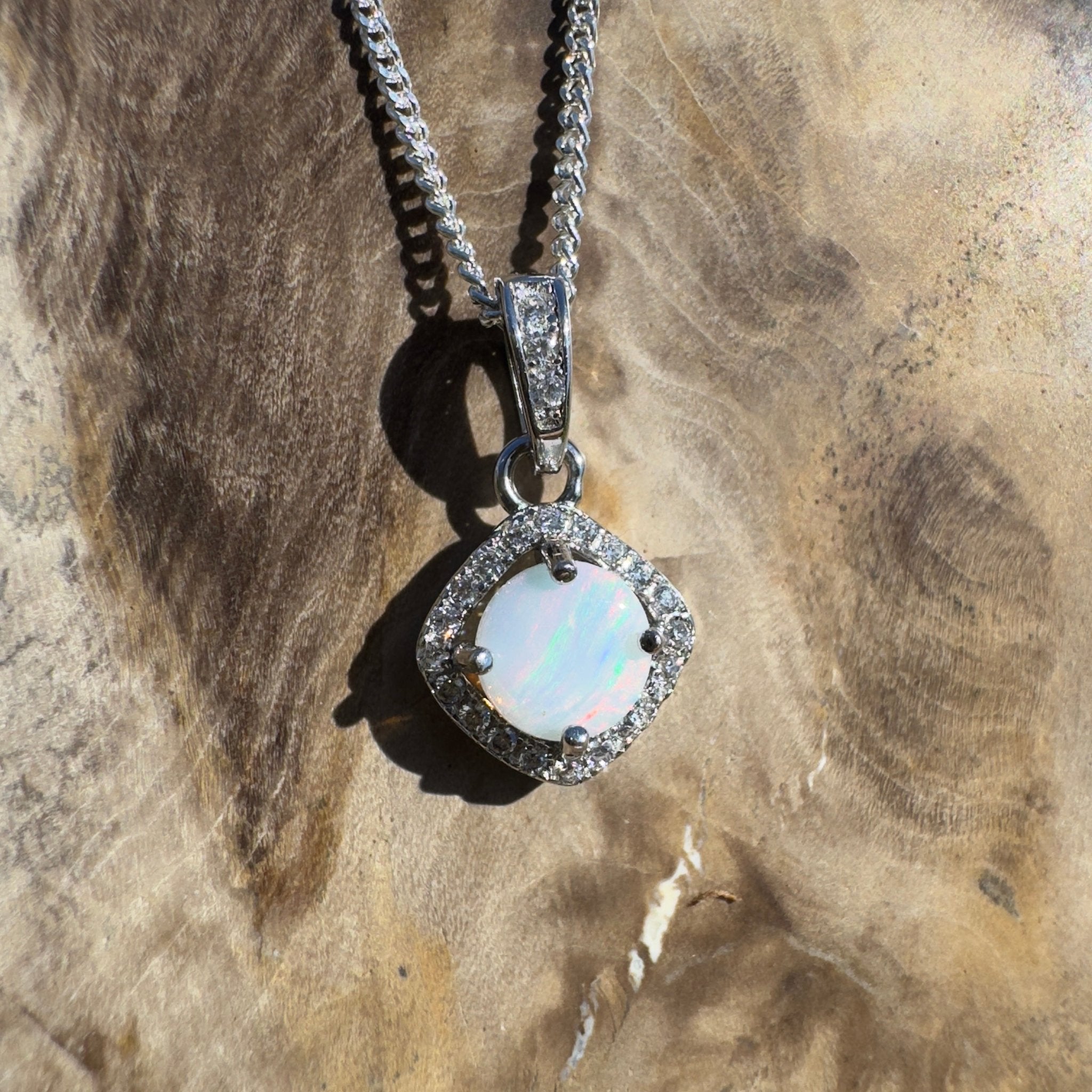 Painted Hills Dawn ~ 0.7ct Coober Pedy Opal 925 Silver Pendant