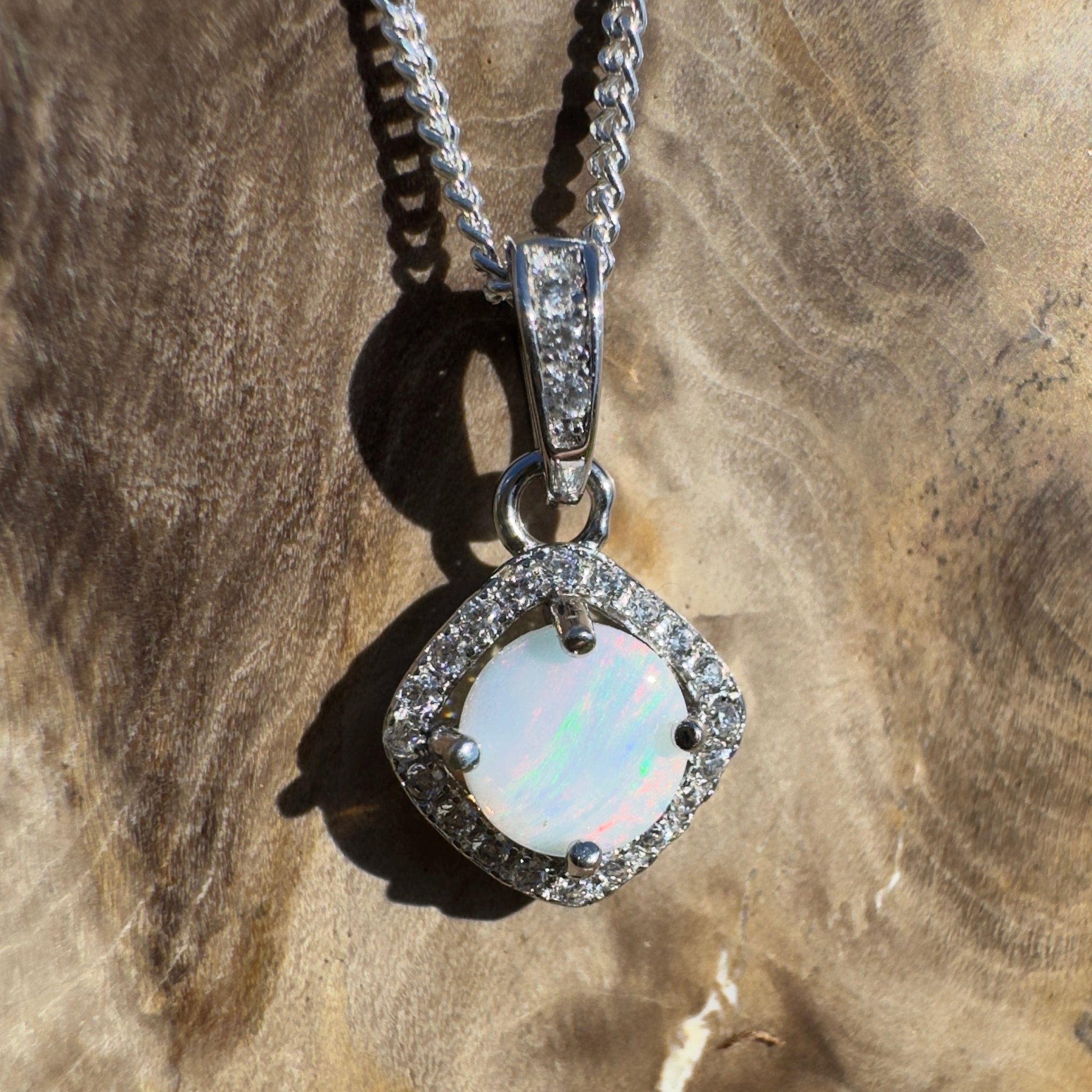 Painted Hills Dawn ~ 0.7ct Coober Pedy Opal 925 Silver Pendant