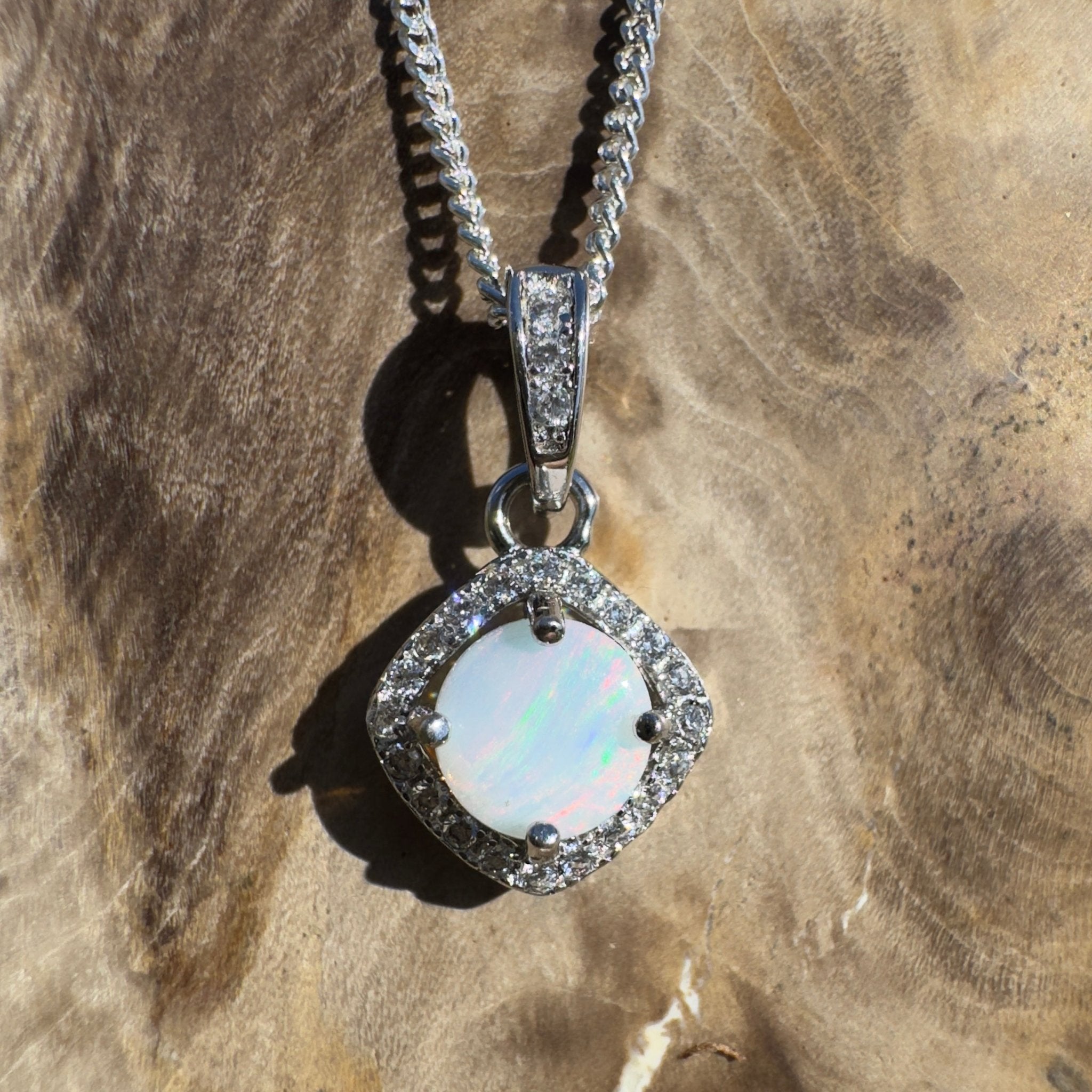 Painted Hills Dawn ~ 0.7ct Coober Pedy Opal 925 Silver Pendant