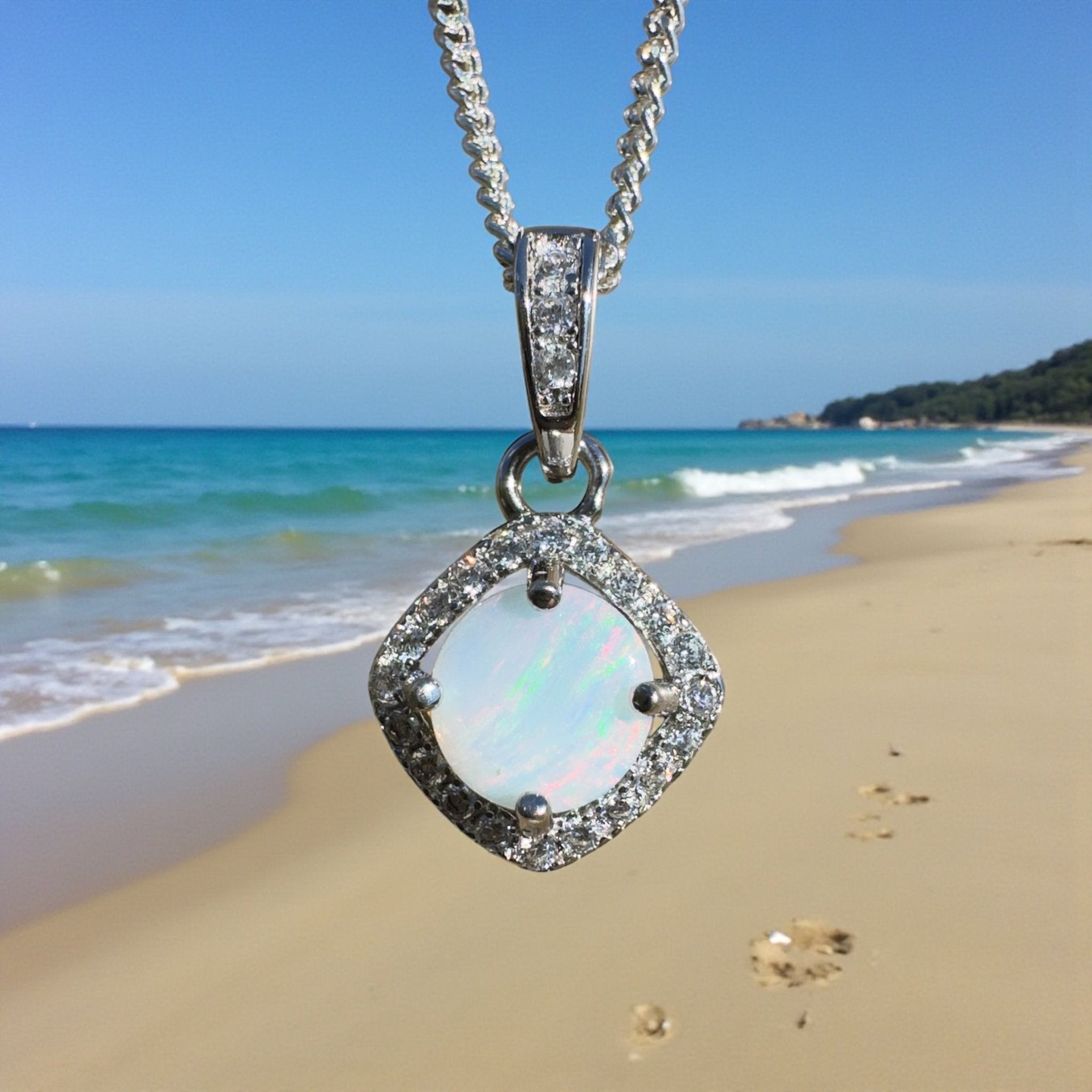 Painted Hills Dawn ~ 0.7ct Coober Pedy Opal 925 Silver Pendant