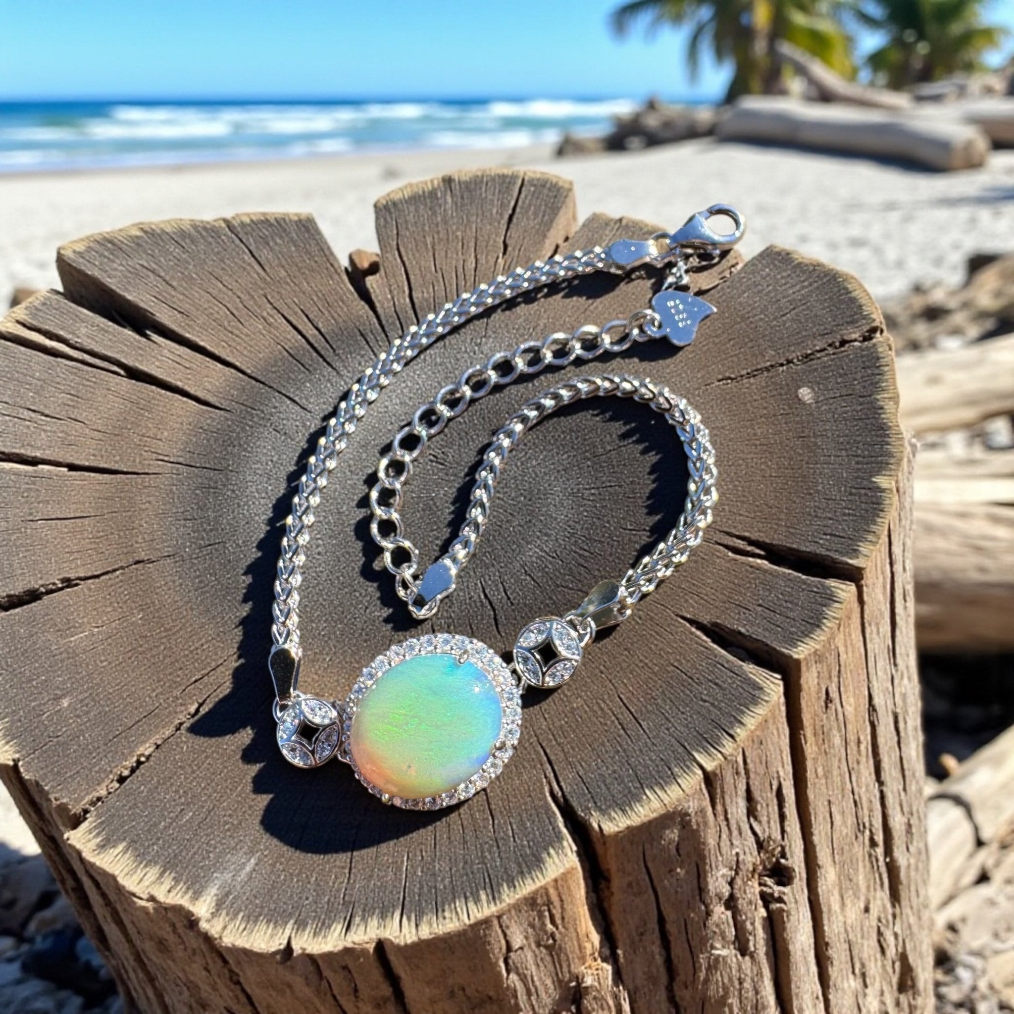 Palm Cove Flow - 1.8ct Mintabie Opal 925 Silver Bracelet