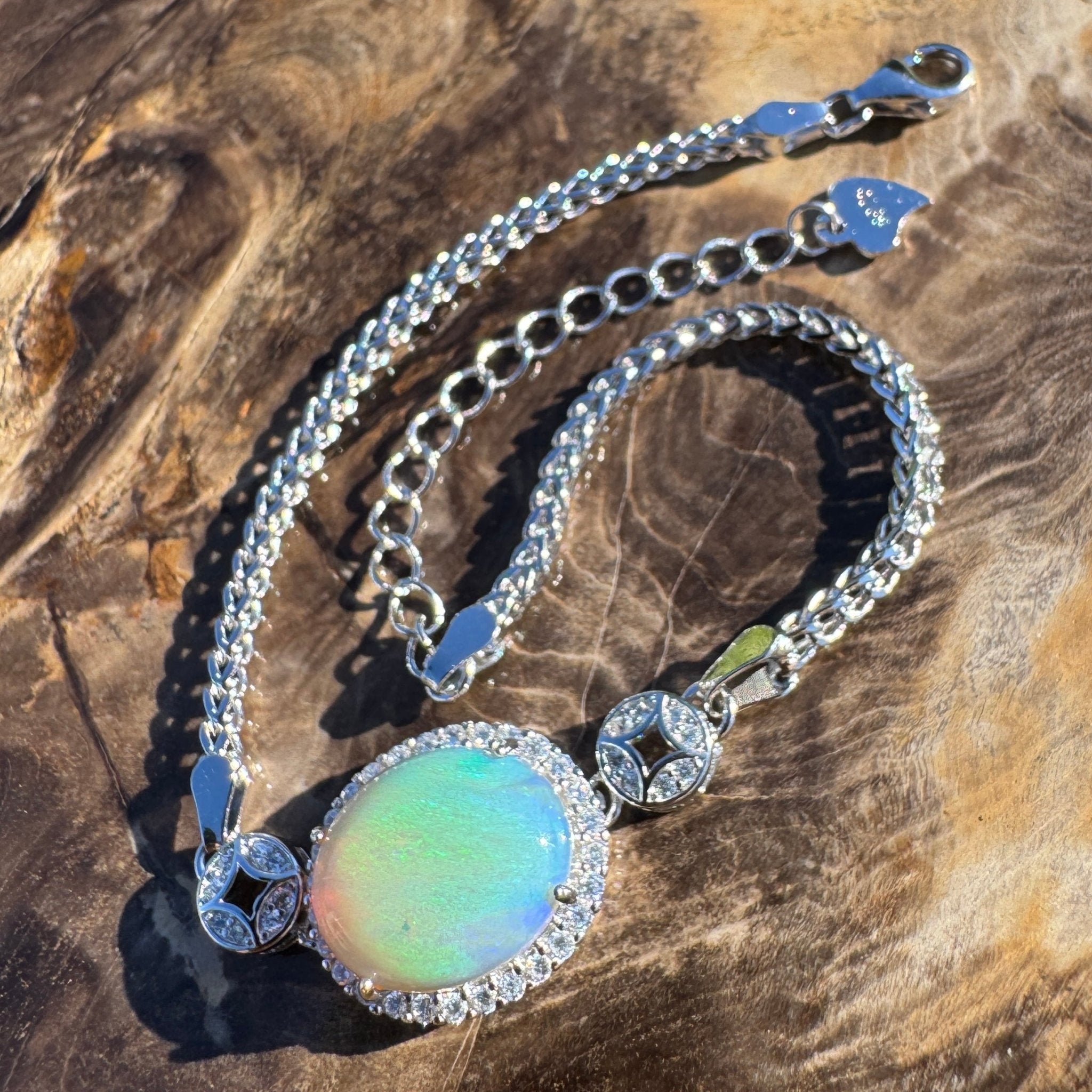 Palm Cove Flow - 1.8ct Mintabie Opal 925 Silver Bracelet