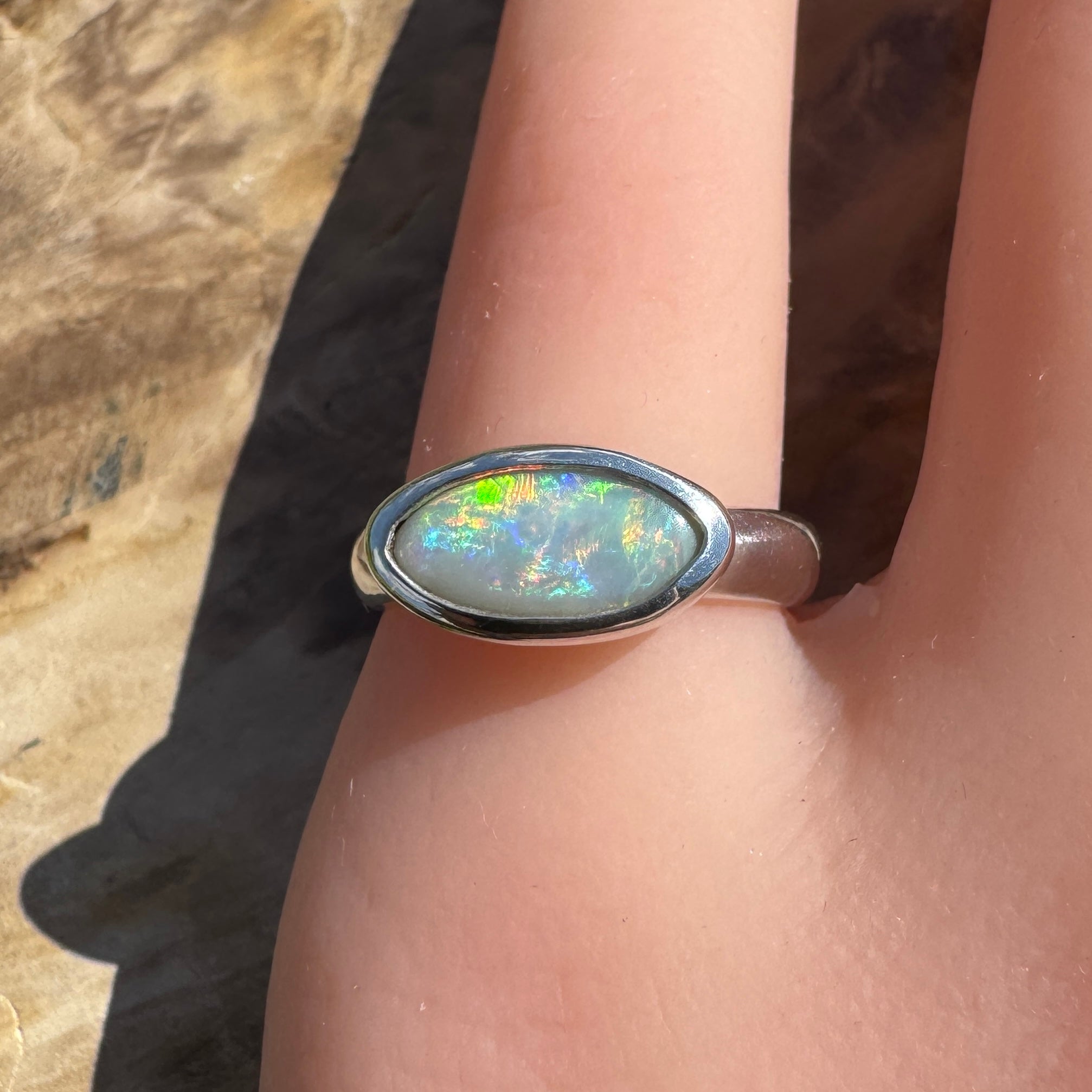 Pilbara Fire ~ 1ct Solid Lightning Ridge Opal 925 Silver Ring