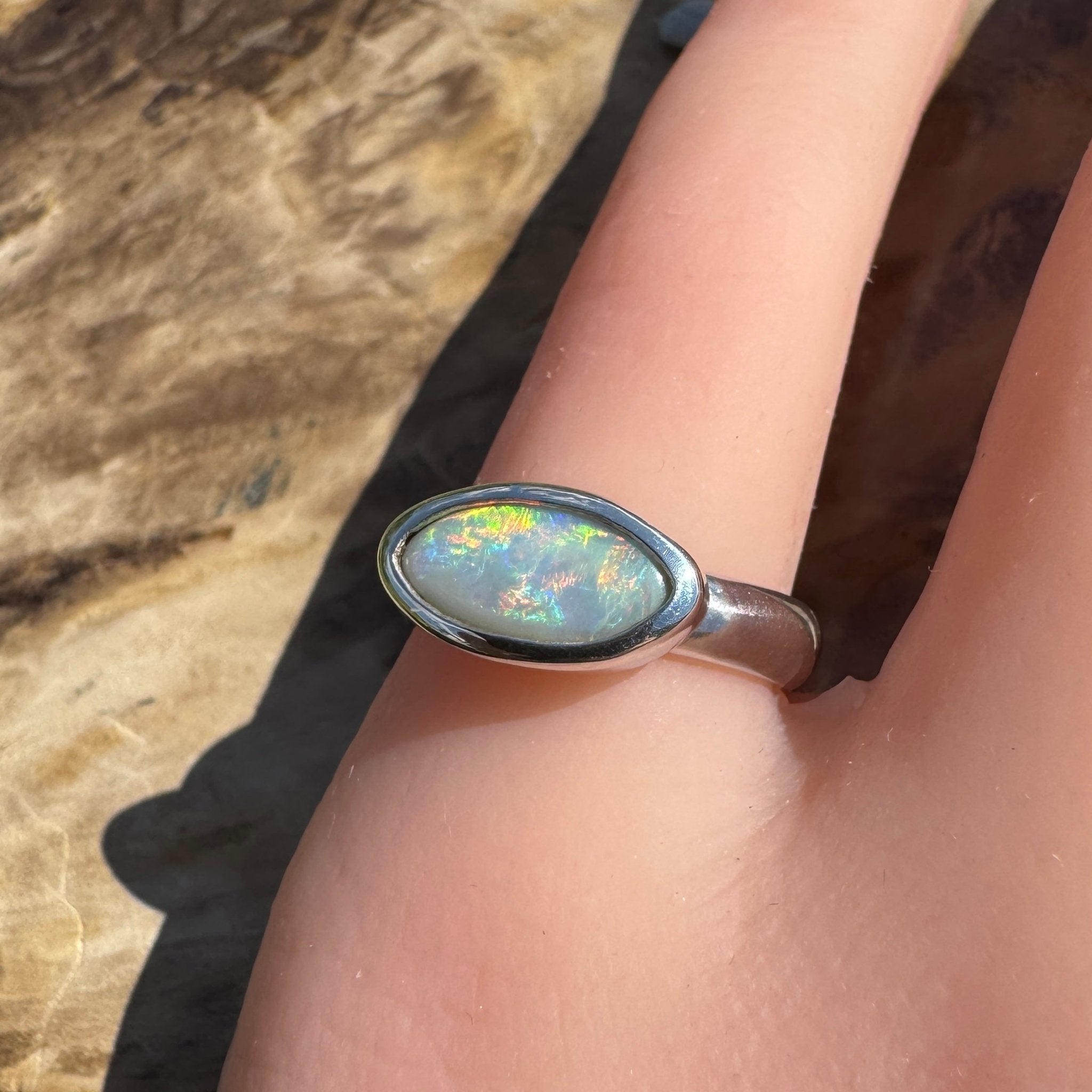 Pilbara Fire ~ 1ct Solid Lightning Ridge Opal 925 Silver Ring
