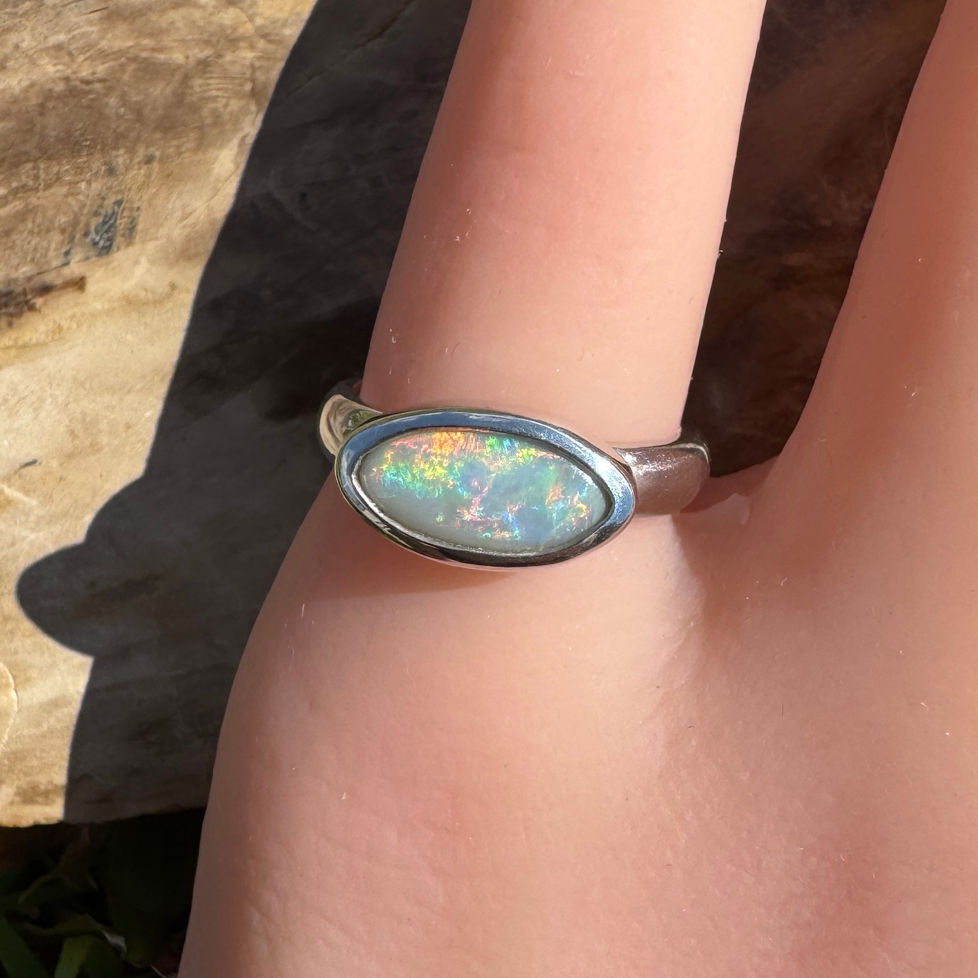 Pilbara Fire ~ 1ct Solid Lightning Ridge Opal 925 Silver Ring