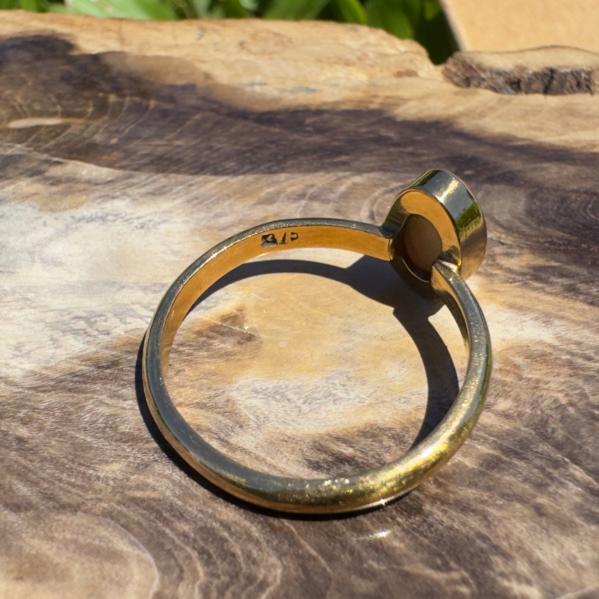 Pilbara Prestige ~ 0.7ct Solid Lightning Ridge Opal 9ct Yellow Gold Ring