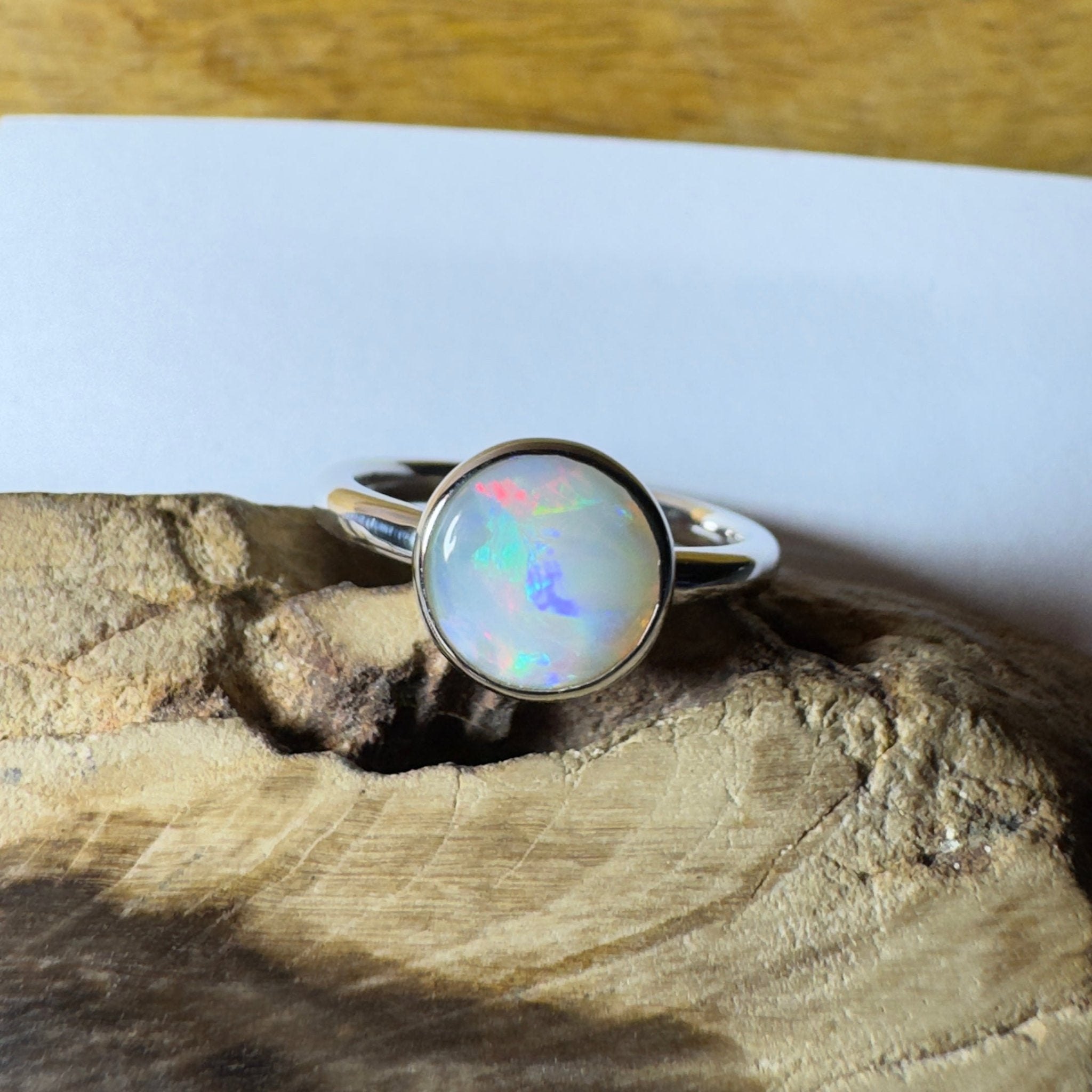 Pilbara Pulse - 1.55ct Solid Coober Pedy Opal 925 Silver Ring