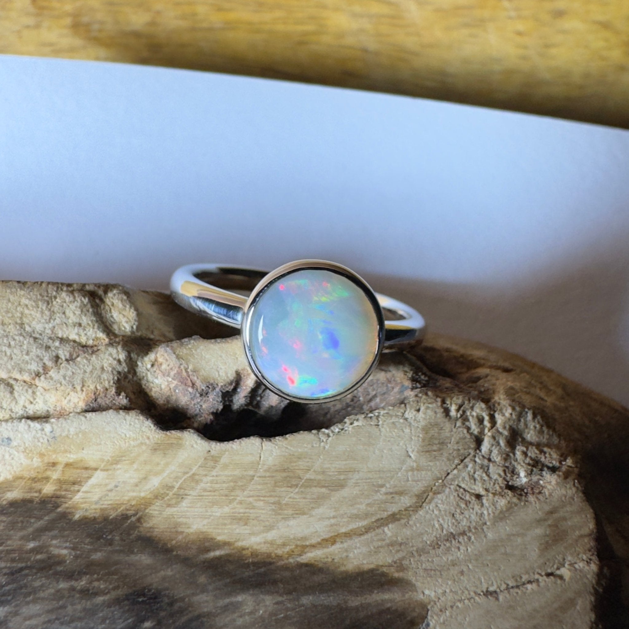 Pilbara Pulse - 1.55ct Solid Coober Pedy Opal 925 Silver Ring