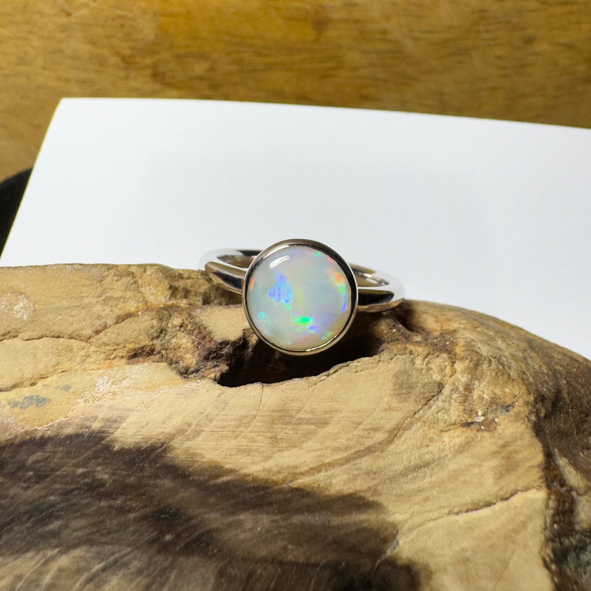 Pilbara Pulse - 1.55ct Solid Coober Pedy Opal 925 Silver Ring