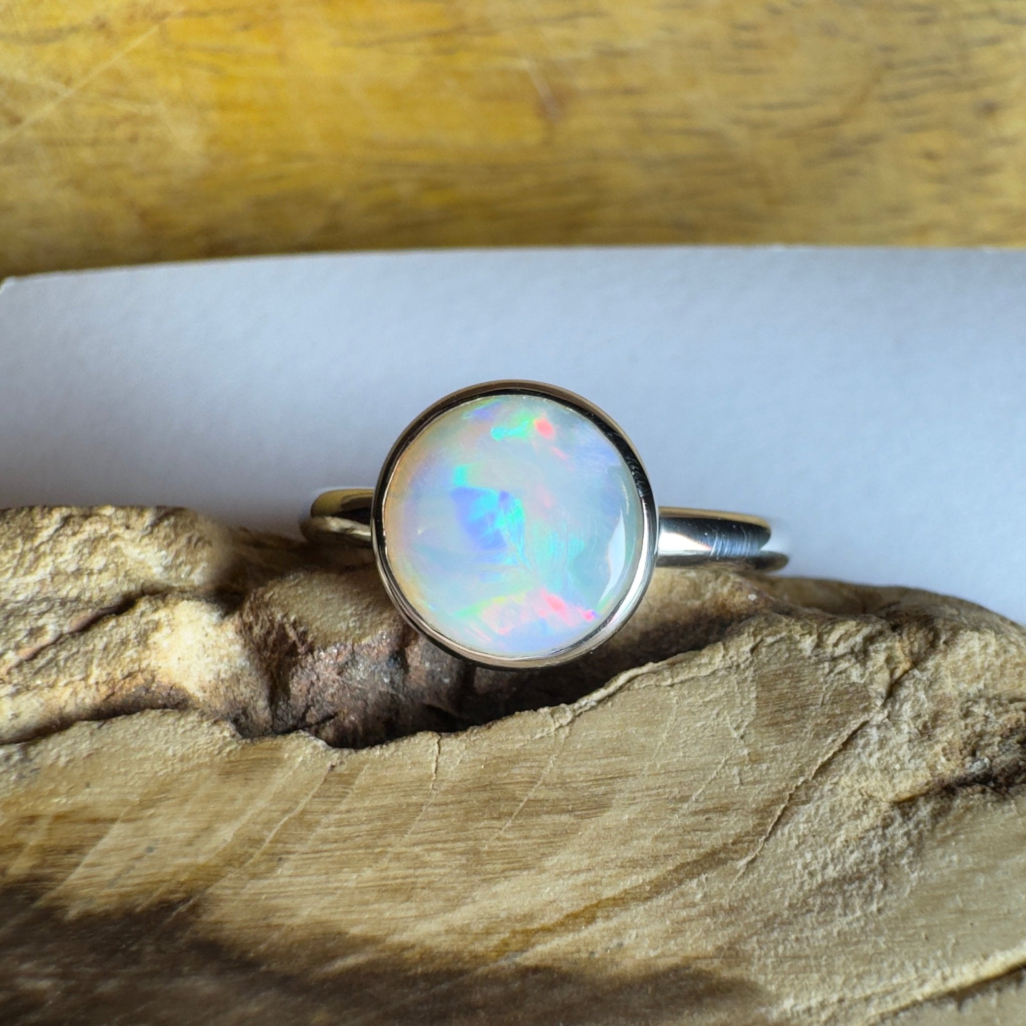 Pilbara Pulse - 1.55ct Solid Coober Pedy Opal 925 Silver Ring