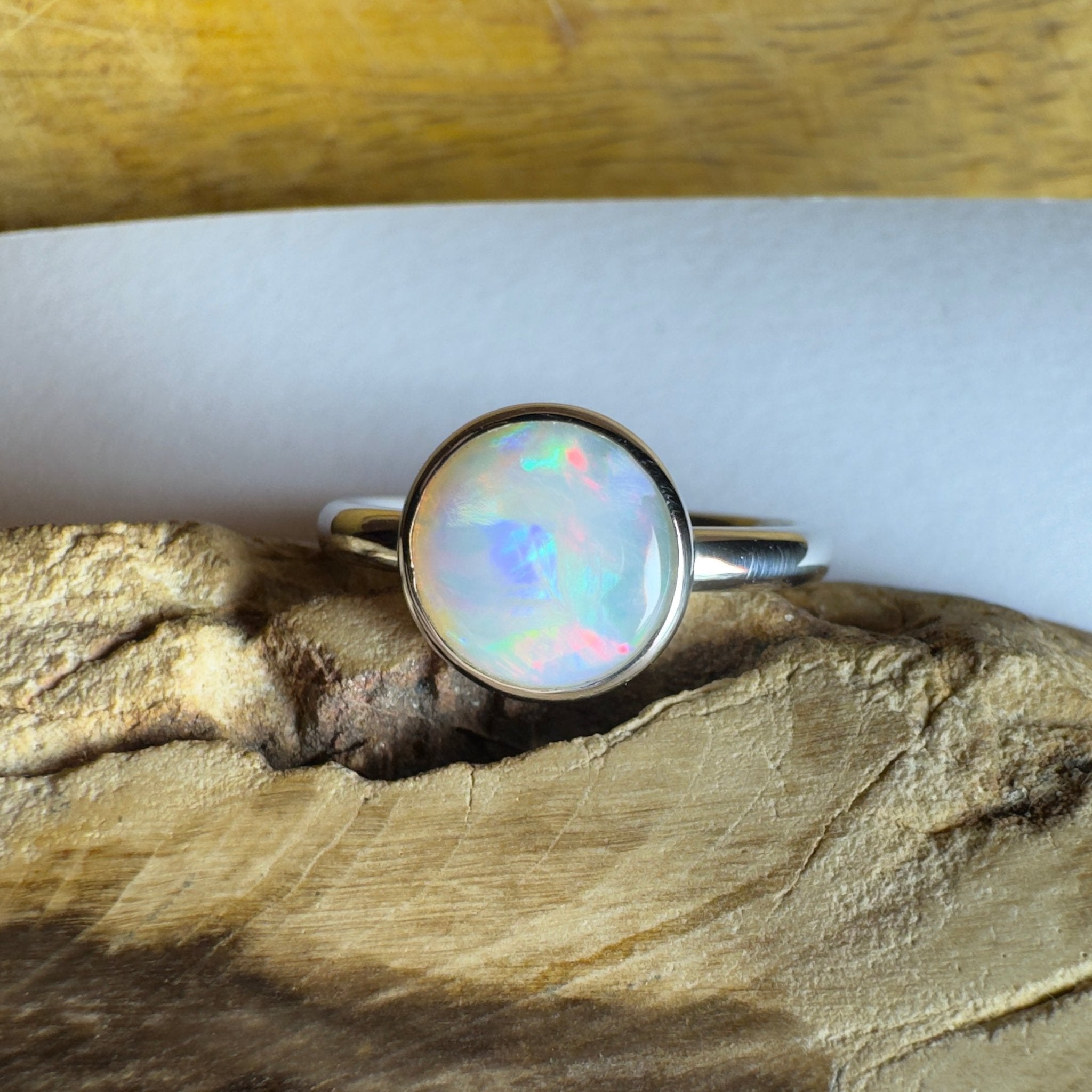 Pilbara Pulse - 1.55ct Solid Coober Pedy Opal 925 Silver Ring