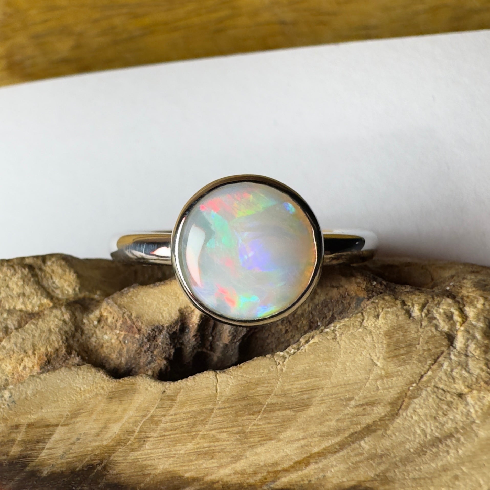 Pilbara Pulse - 1.55ct Solid Coober Pedy Opal 925 Silver Ring