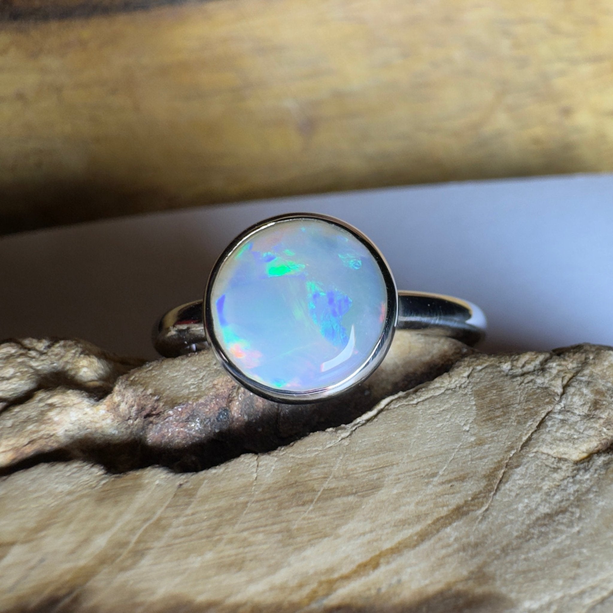 Pilbara Pulse - 1.55ct Solid Coober Pedy Opal 925 Silver Ring