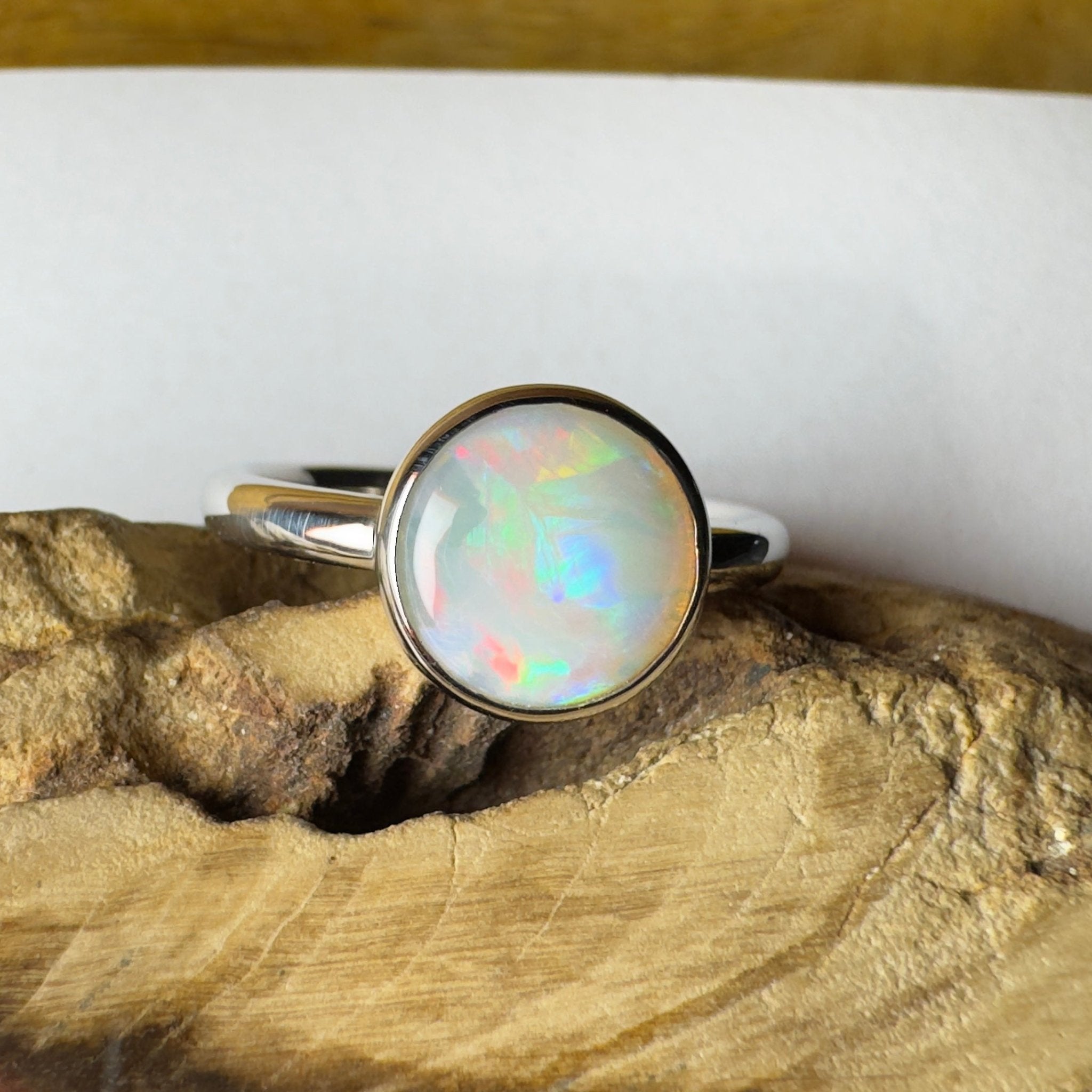 Pilbara Pulse - 1.55ct Solid Coober Pedy Opal 925 Silver Ring