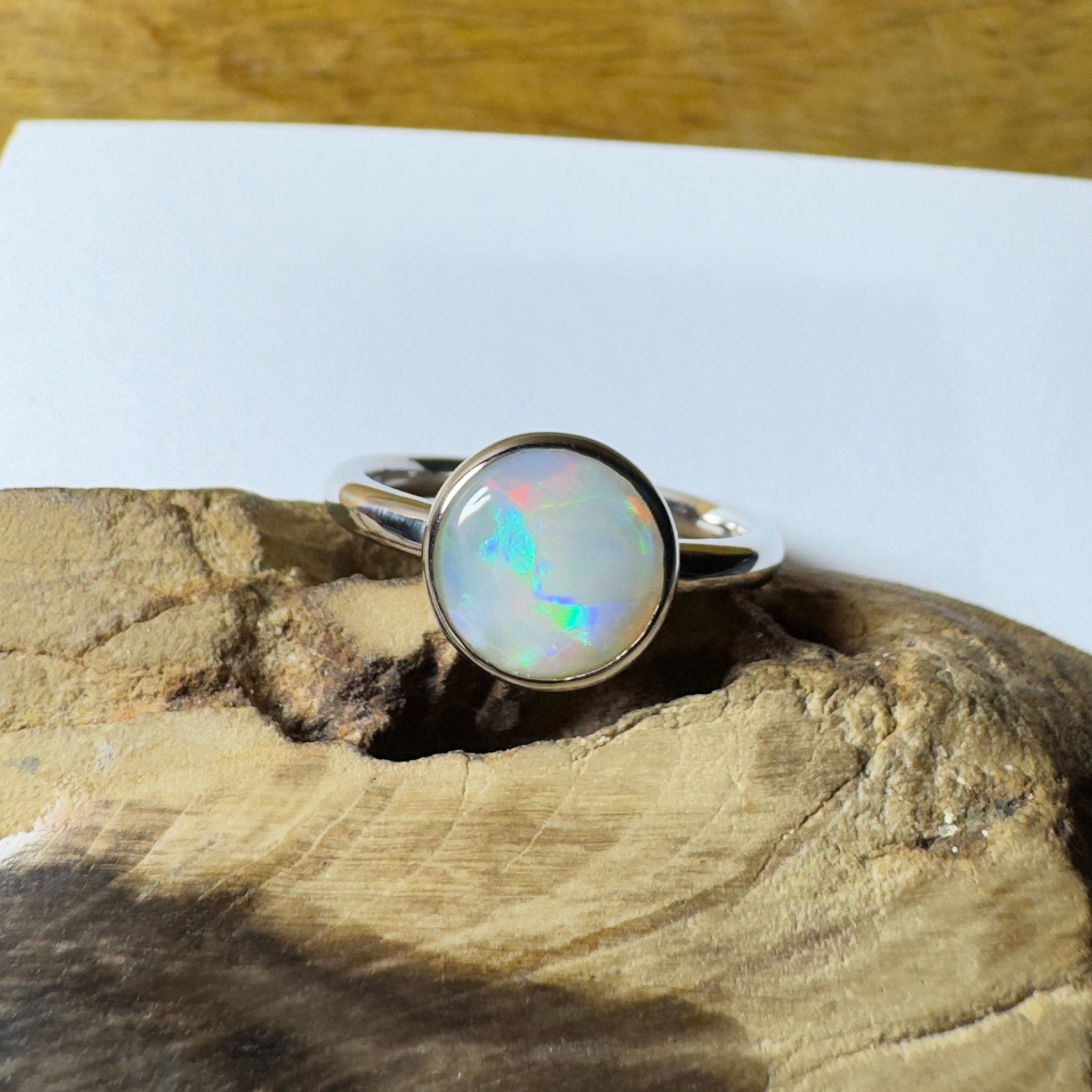 Pilbara Pulse - 1.55ct Solid Coober Pedy Opal 925 Silver Ring