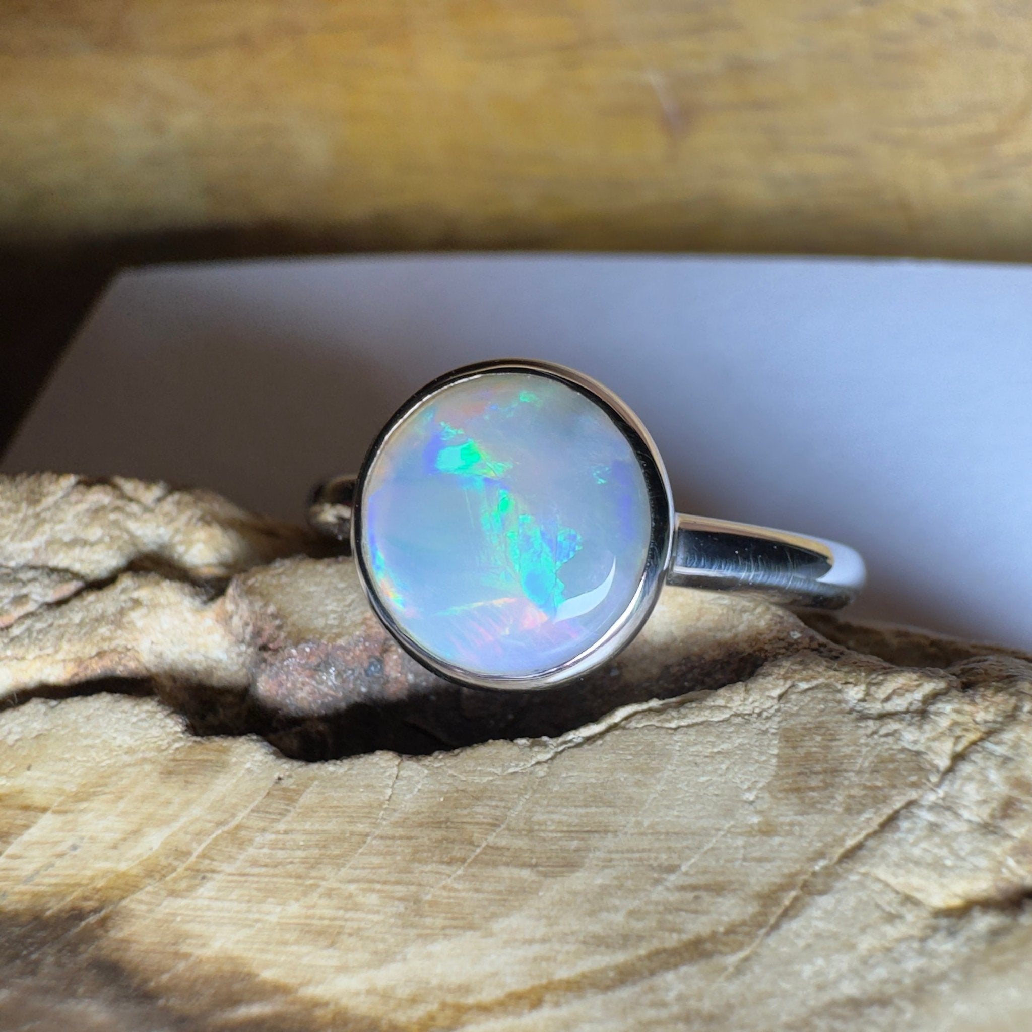 Pilbara Pulse - 1.55ct Solid Coober Pedy Opal 925 Silver Ring