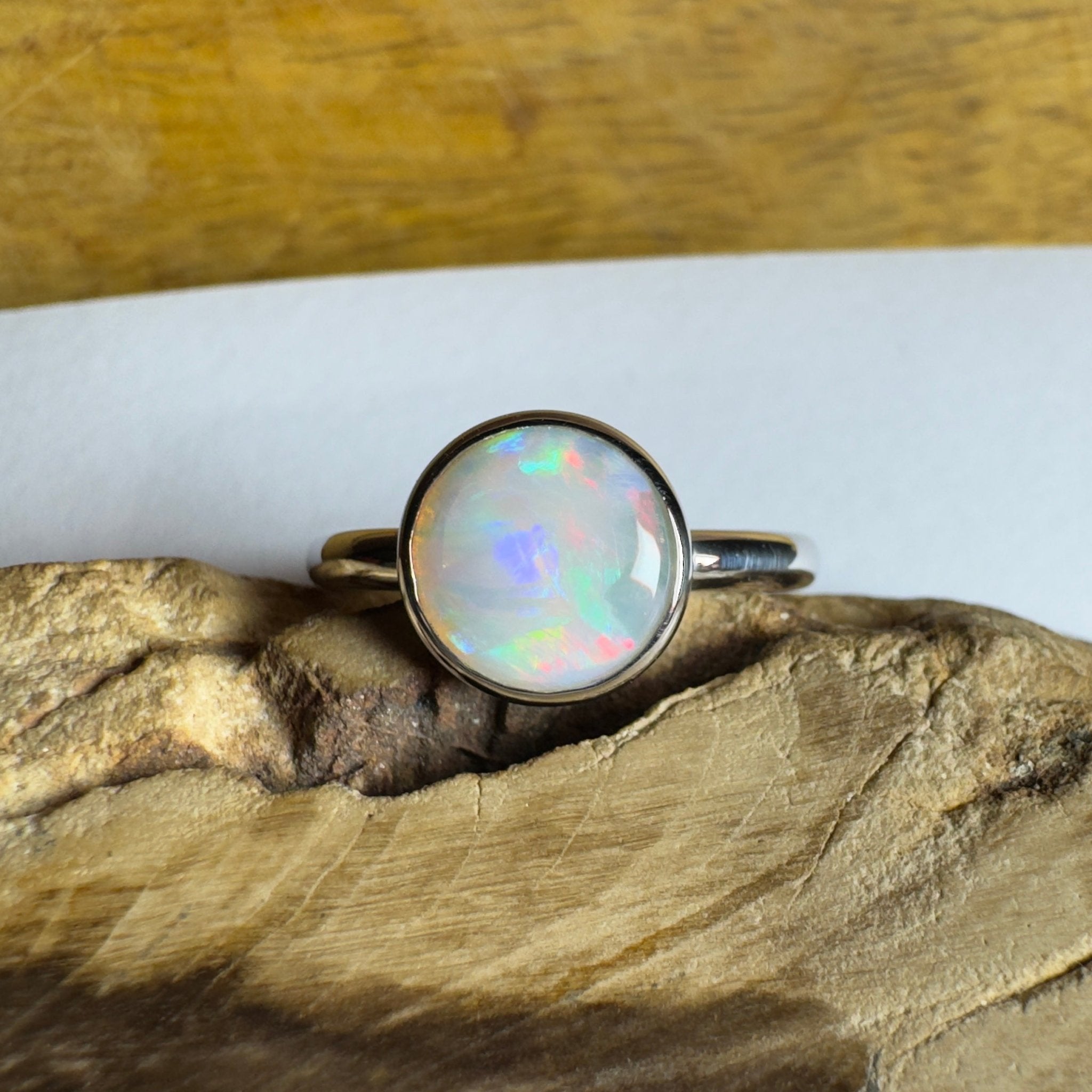Pilbara Pulse - 1.55ct Solid Coober Pedy Opal 925 Silver Ring