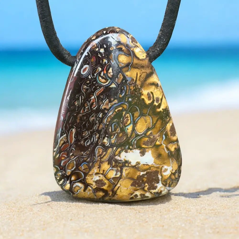 ‘Pilbara Pulse' ~ Handcrafted 37ct Solid Queensland Koroit Opal Pendant Necklace