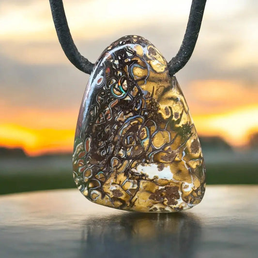 ‘Pilbara Pulse' ~ Handcrafted 37ct Solid Queensland Koroit Opal Pendant Necklace