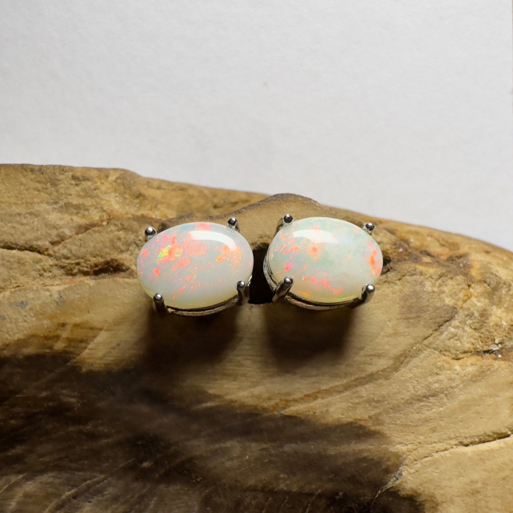 Pink Lake Shimmer ~ 1.6ct Coober Pedy Opal Sterling Silver Earrings