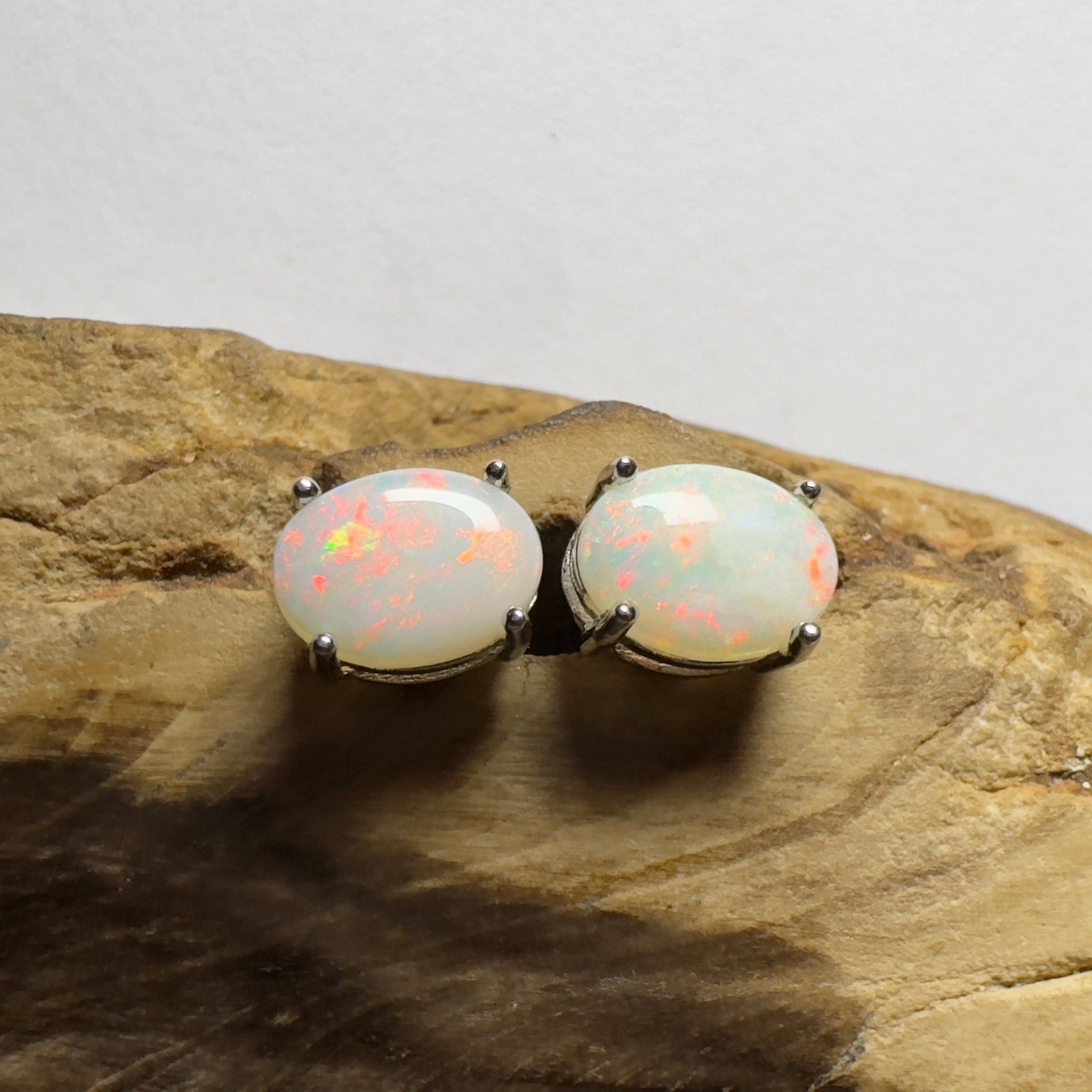 Pink Lake Shimmer ~ 1.6ct Coober Pedy Opal Sterling Silver Earrings