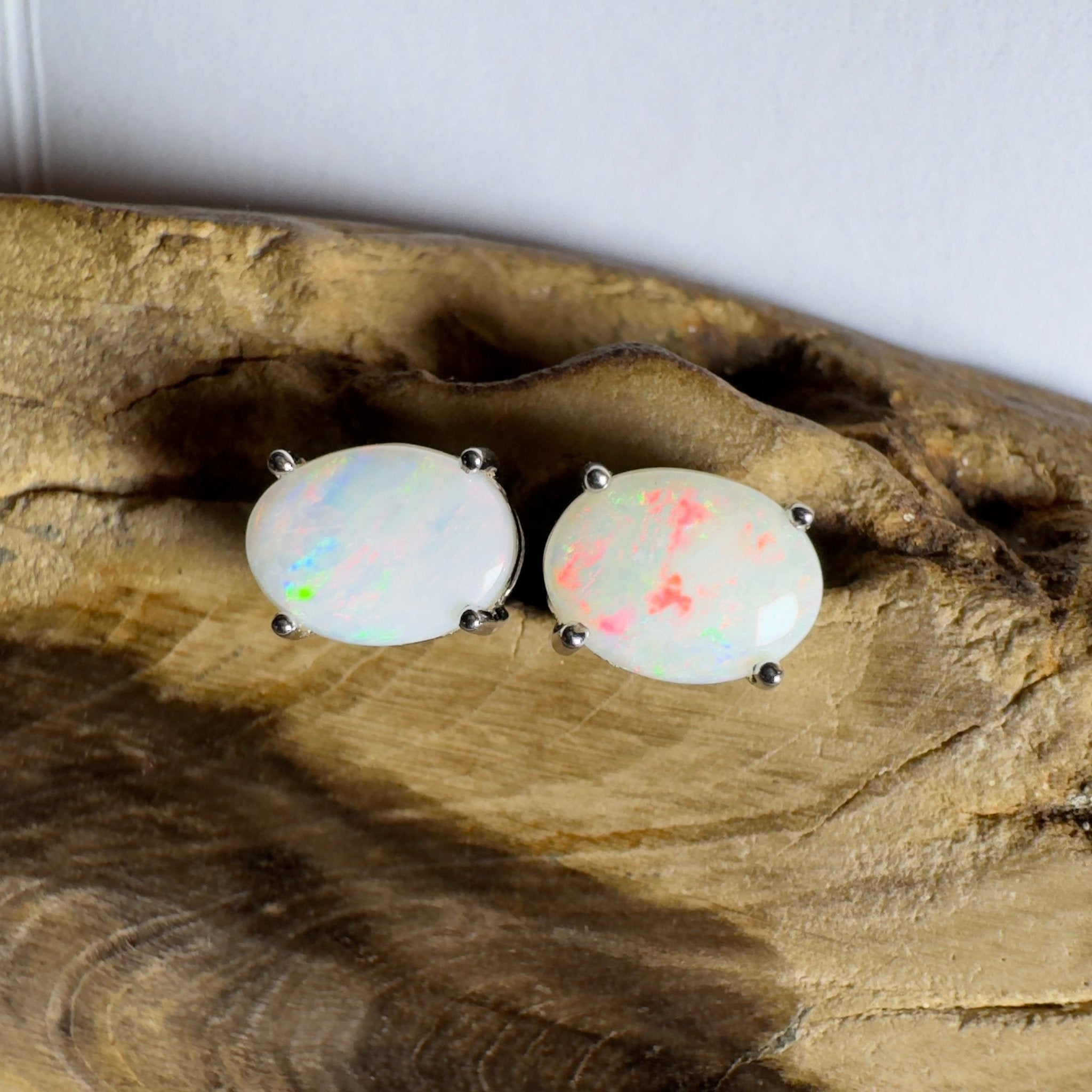 Pink Lake Shimmer ~ 1.6ct Coober Pedy Opal Sterling Silver Earrings