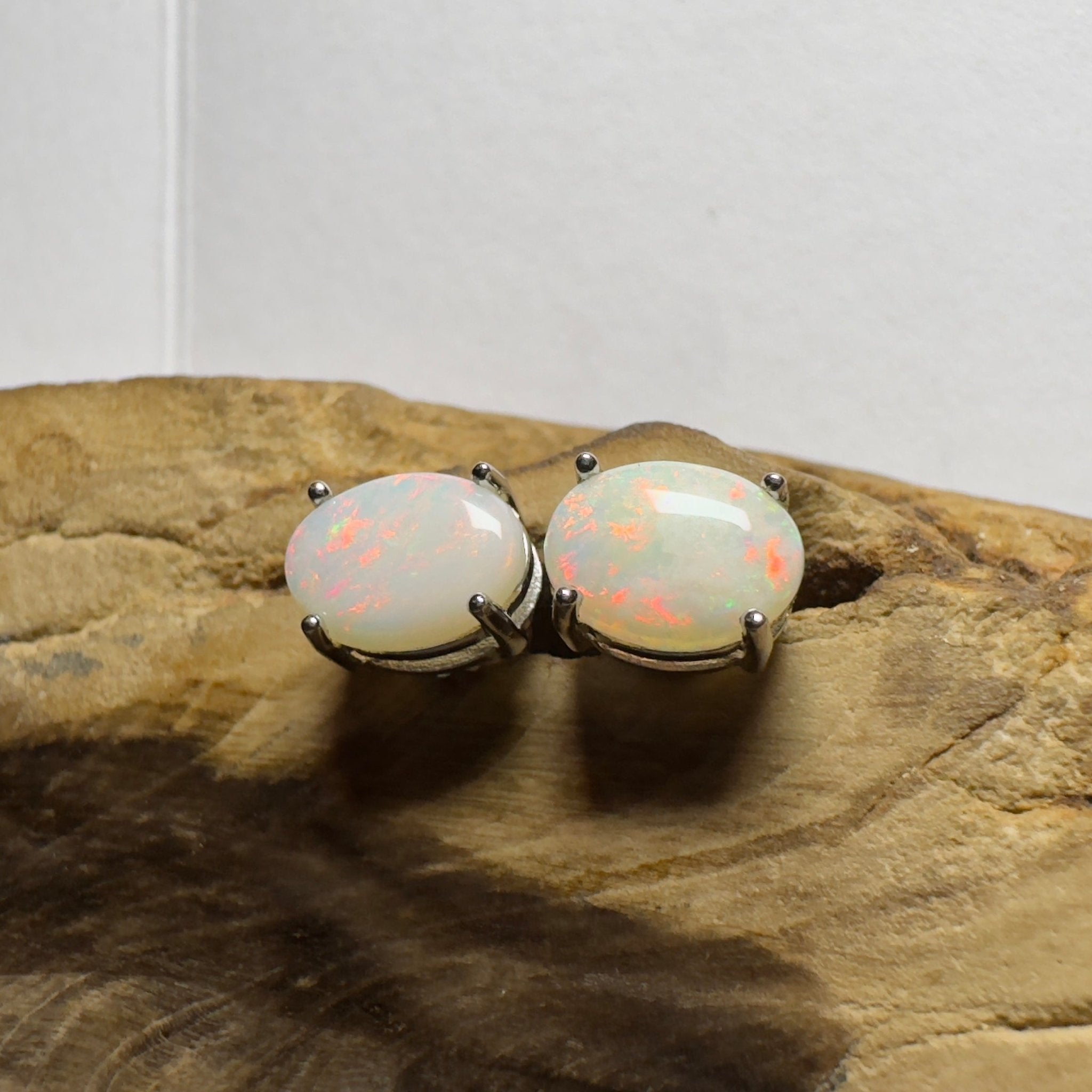Pink Lake Shimmer ~ 1.6ct Coober Pedy Opal Sterling Silver Earrings