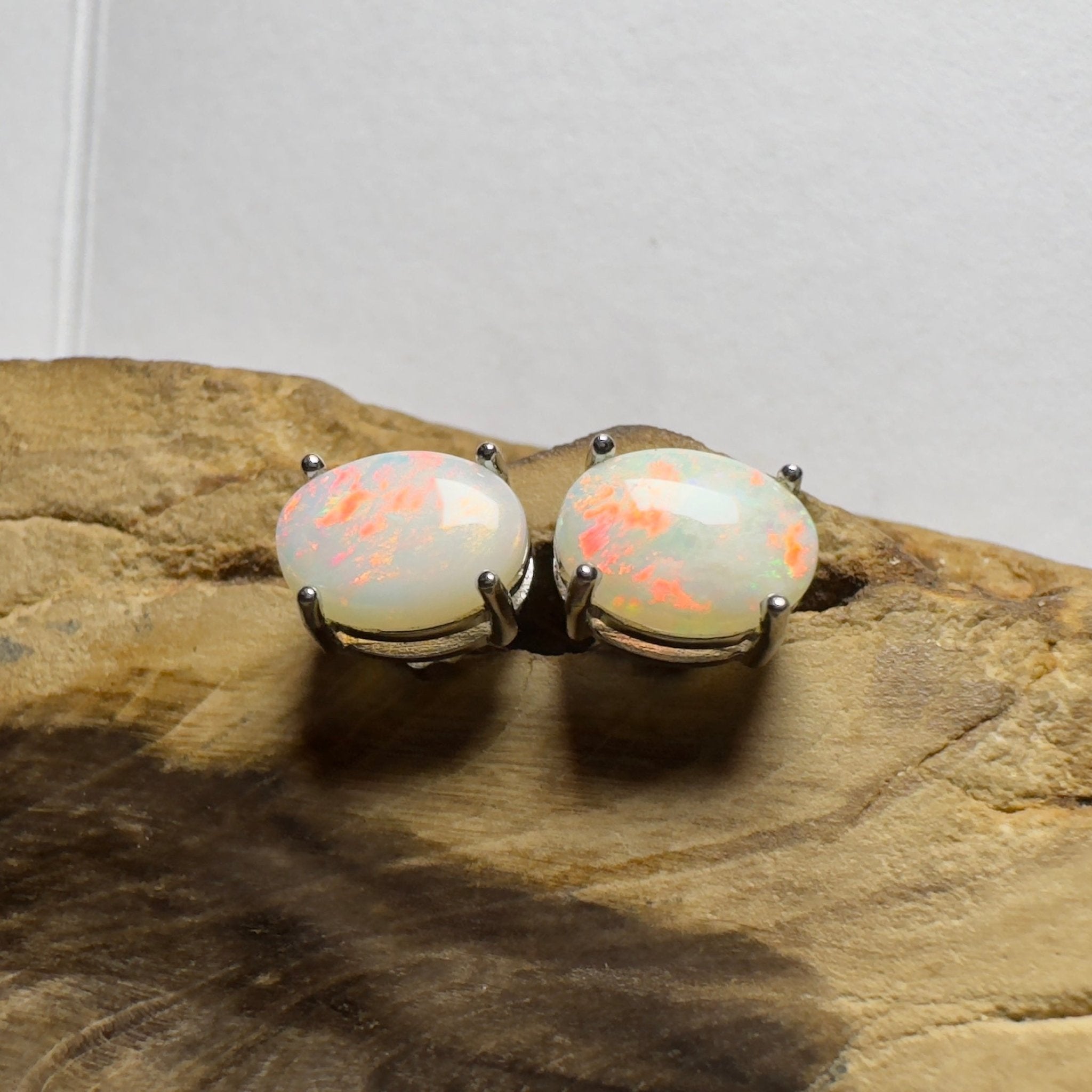 Pink Lake Shimmer ~ 1.6ct Coober Pedy Opal Sterling Silver Earrings