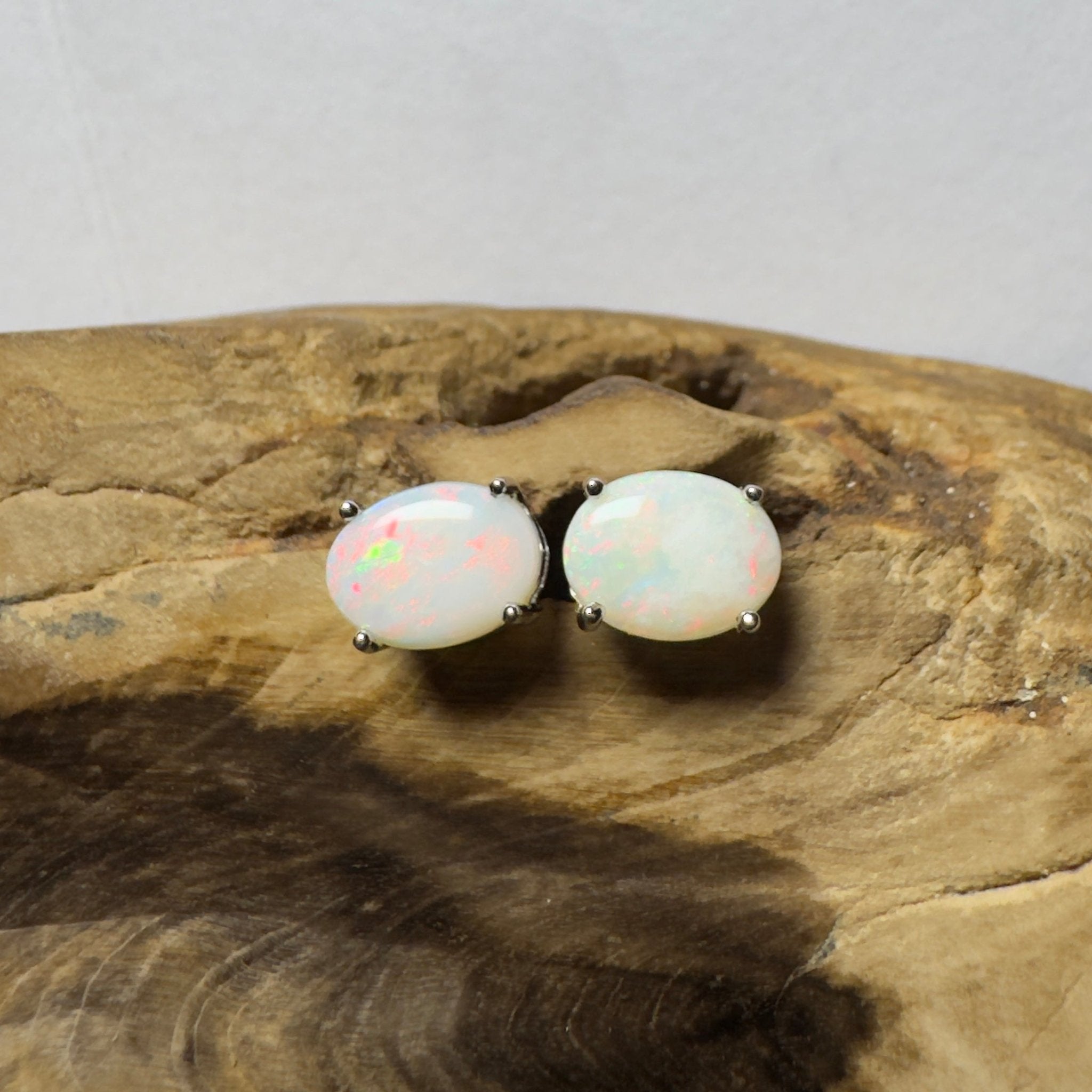 Pink Lake Shimmer ~ 1.6ct Coober Pedy Opal Sterling Silver Earrings